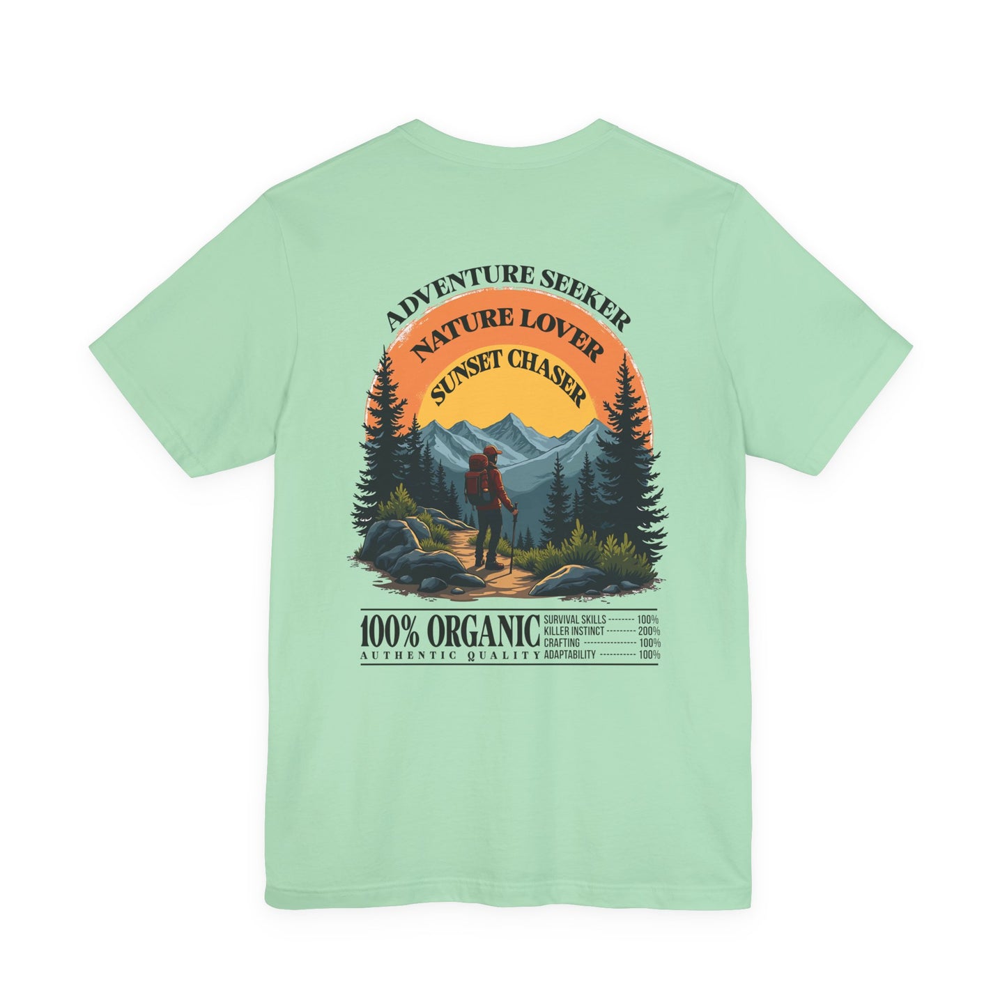 Adventure Seeker Nature Lover T-Shirt – Hiker on Mountain Edge Graphic
