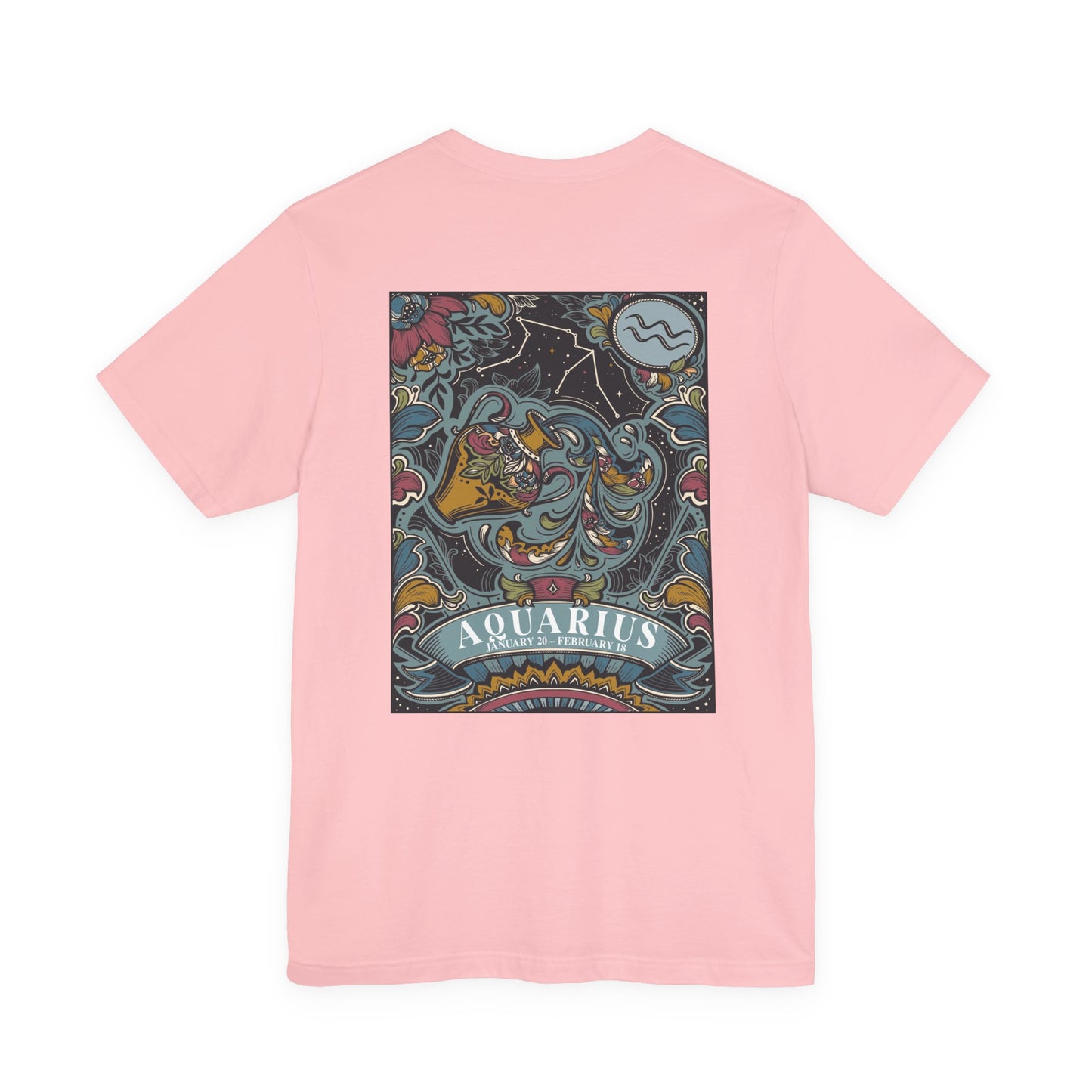 Aquarius Constellation & Floral Zodiac T-Shirt – January 20 to February 18