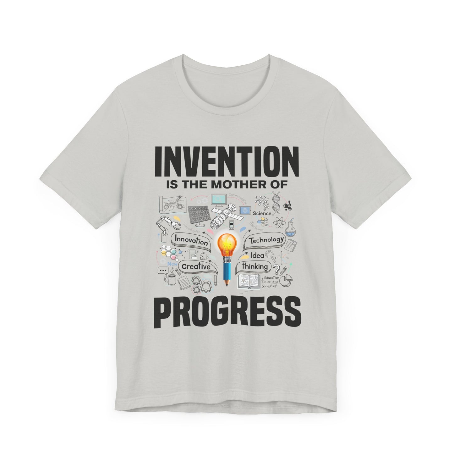 Invention is the Mother of Progress Tee, Innovation Quote Shirt, Science History Top, Progress Driven Graphic Tee, STEM Gift