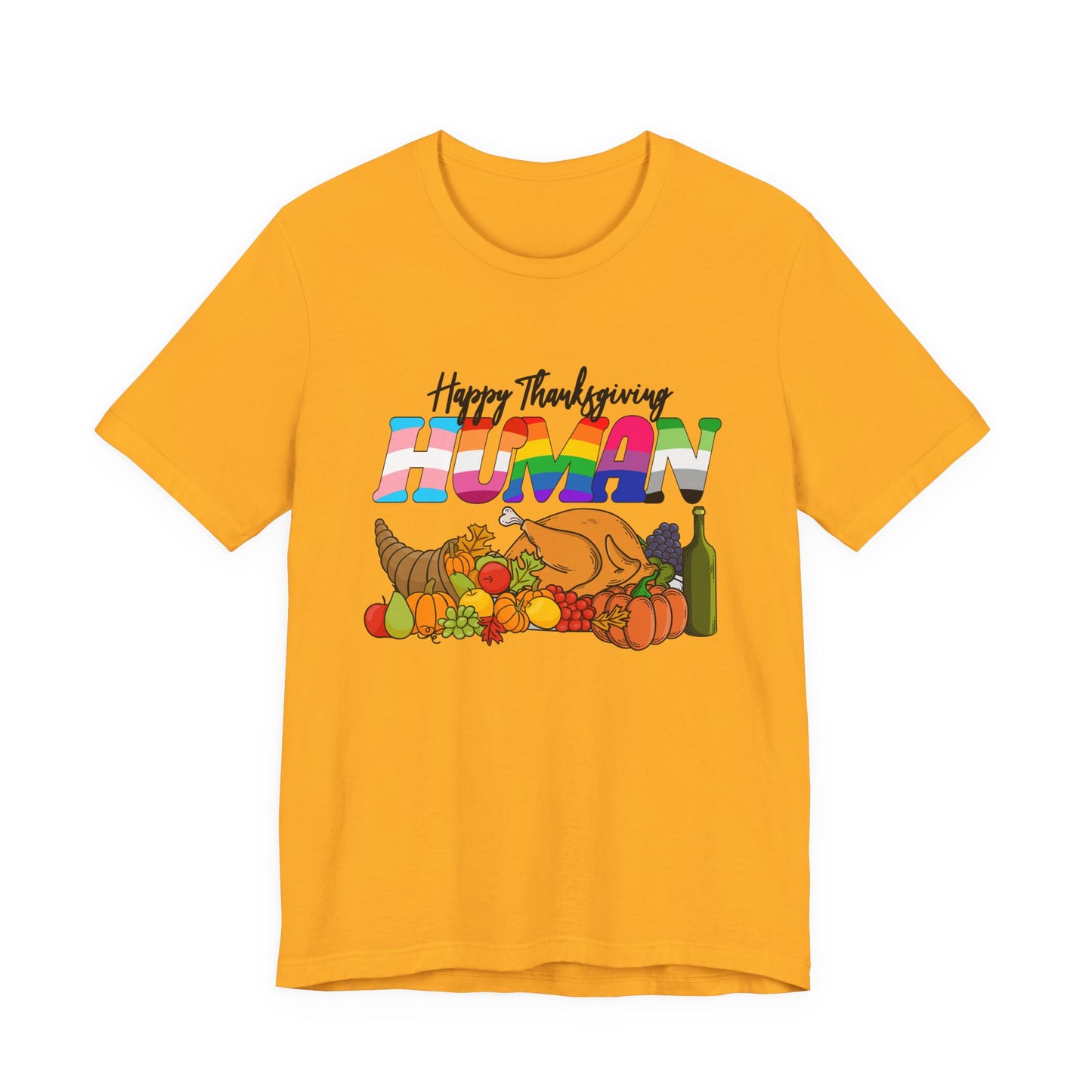 Happy Thanksgiving Human Gradient Text T-Shirt