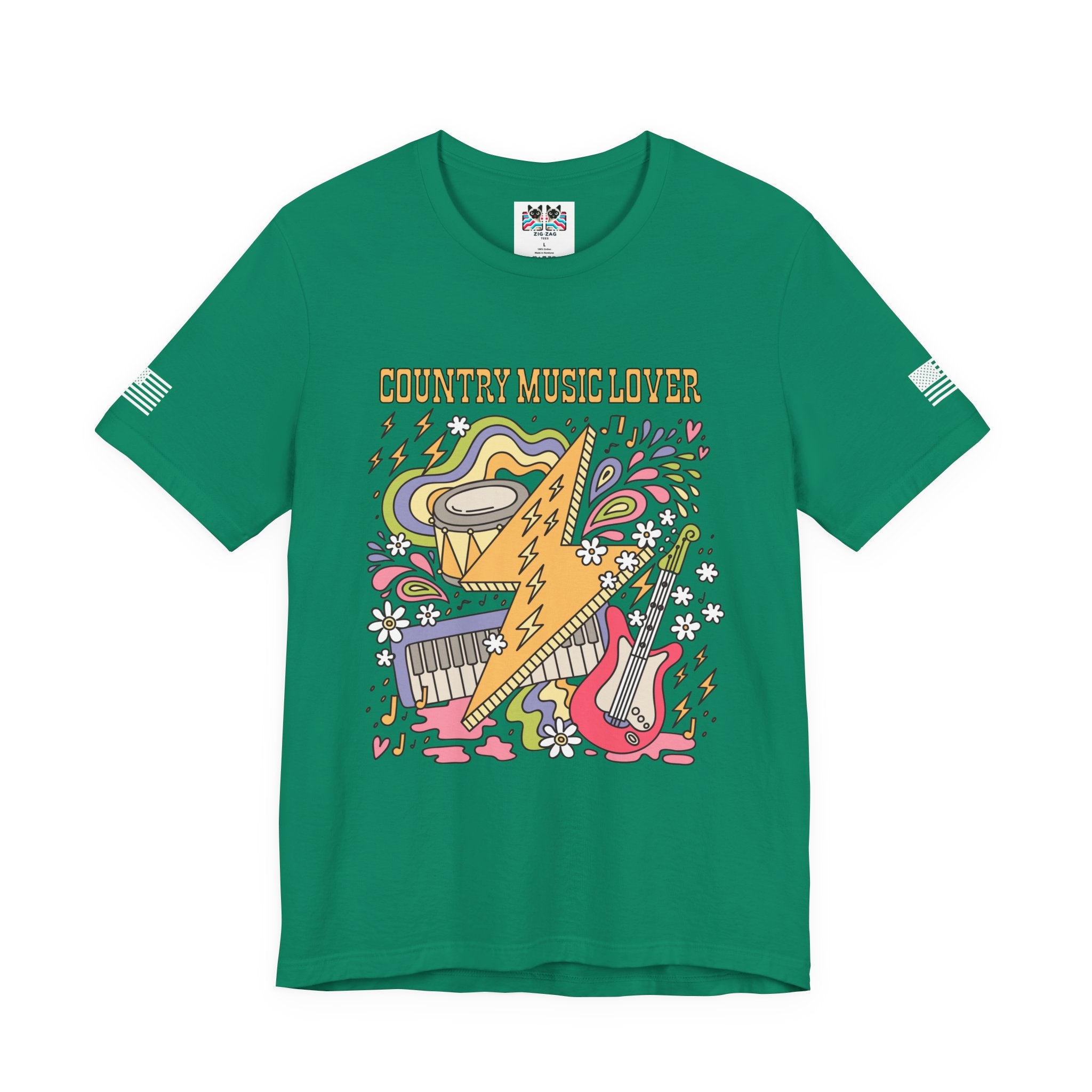 Country Music Lover T-Shirt – Retro Groovy Instruments Graphic Tee