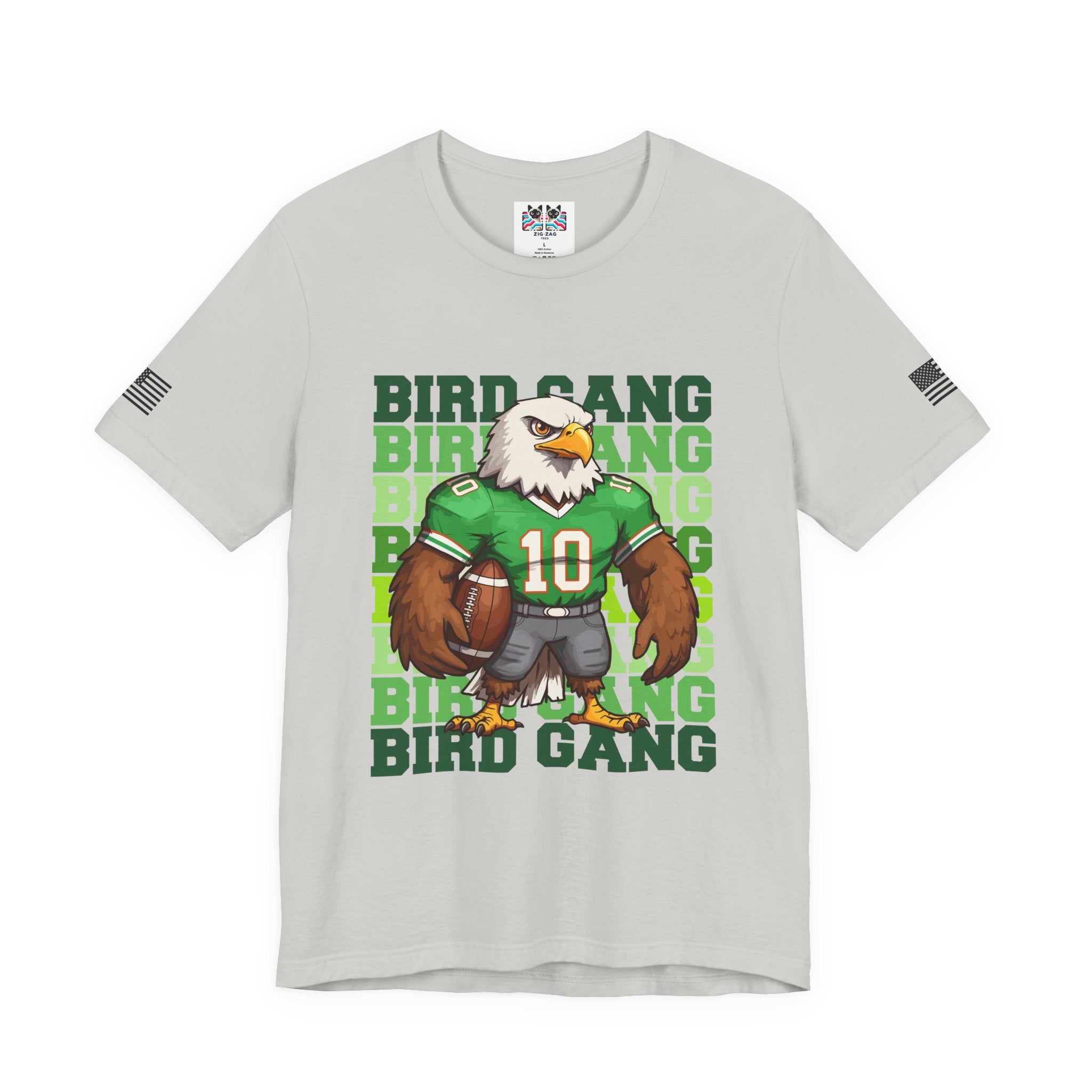 Bird Gang T-Shirt – Stacked Repeat Typography Eagle Football Mascot Graphic Tee Philadelphia Fan