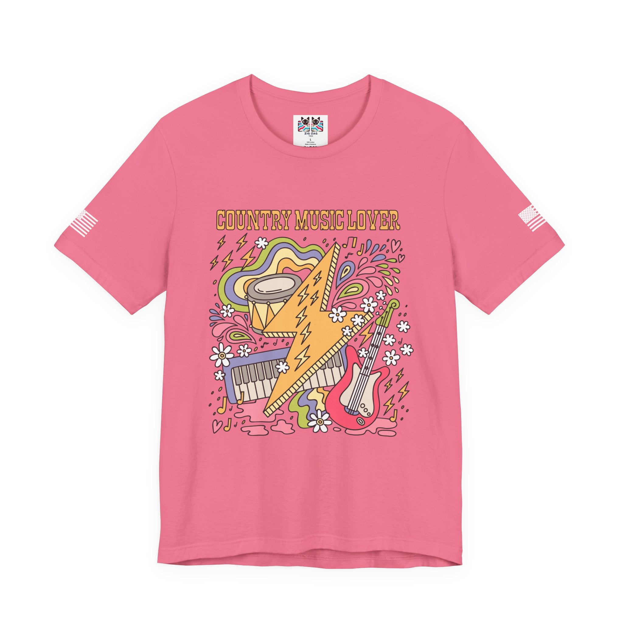 Country Music Lover T-Shirt – Retro Groovy Instruments Graphic Tee