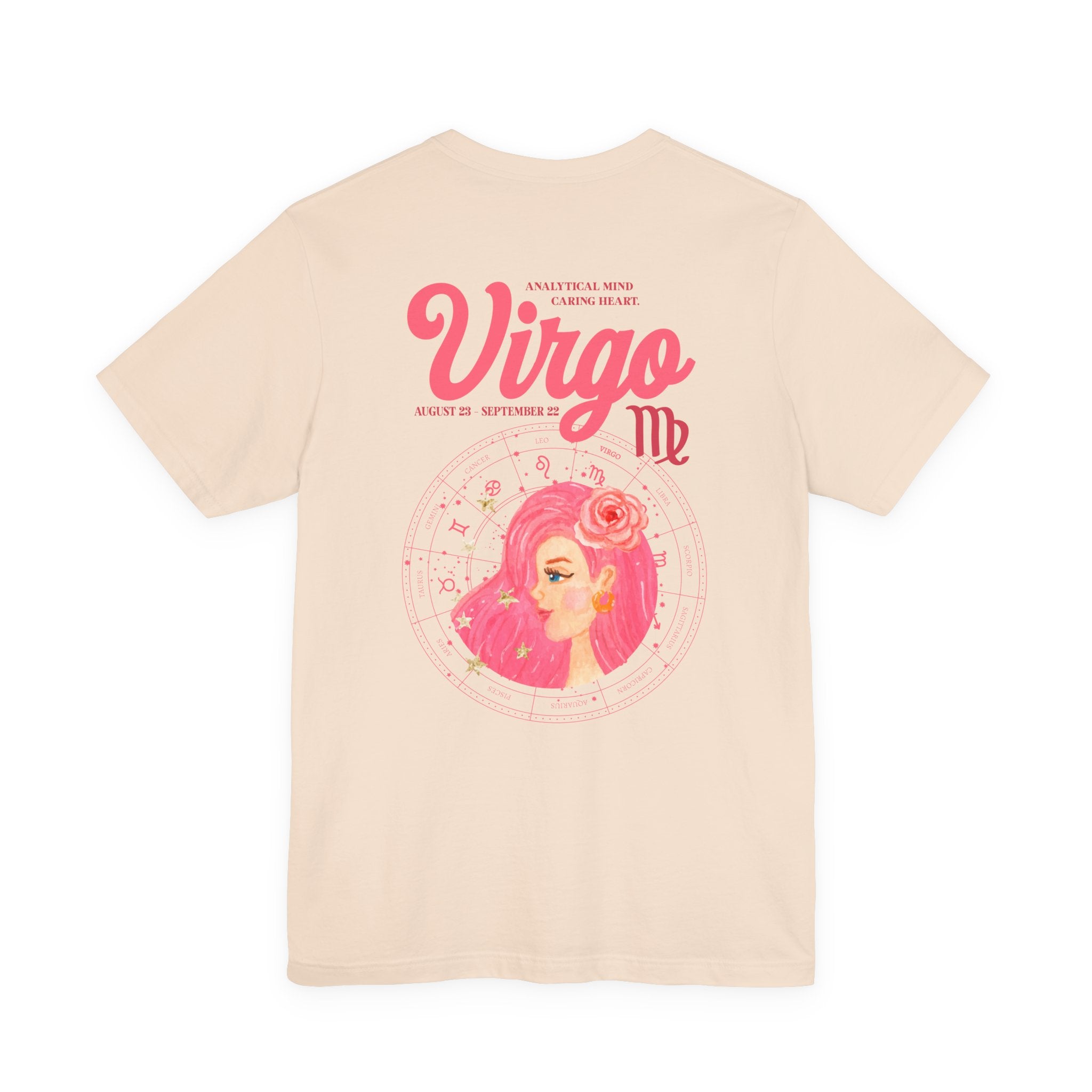 Virgo Zodiac Lady T-Shirt – Analytical Mind Caring Heart Astrological Wheel