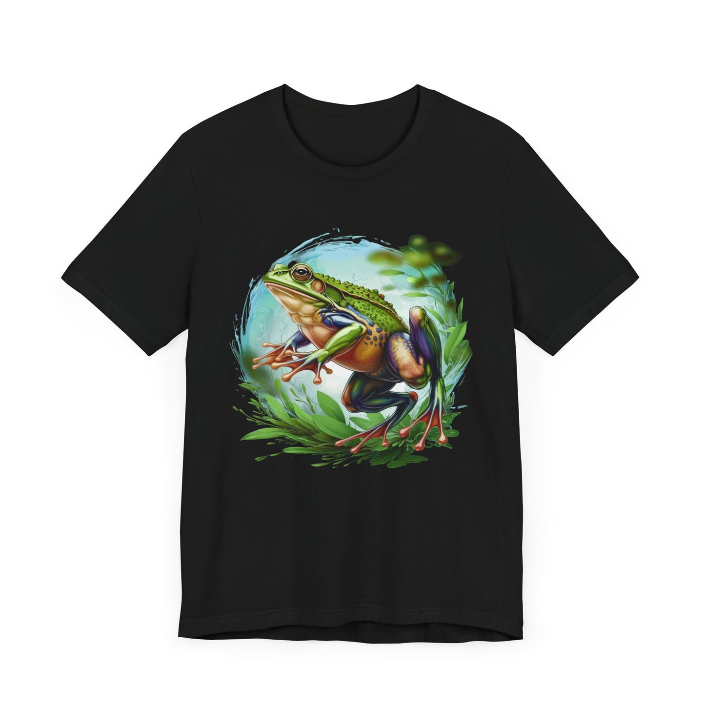 Leaping Frog in Air with energy and grace in Lush Green Vegetation Graphic T-Shirt