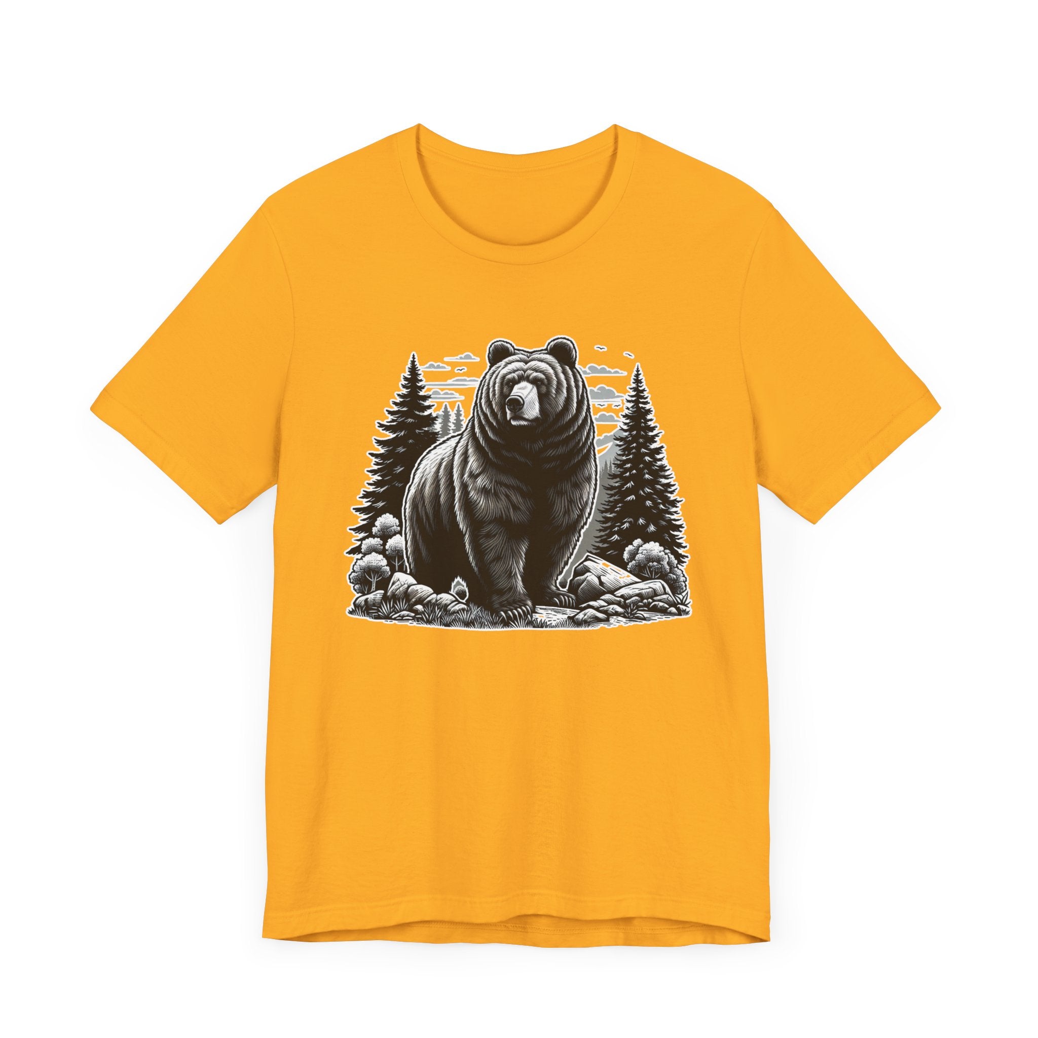 Majestic Wild Bear gazes intently at Stream Edge captivating Graphic T-Shirt