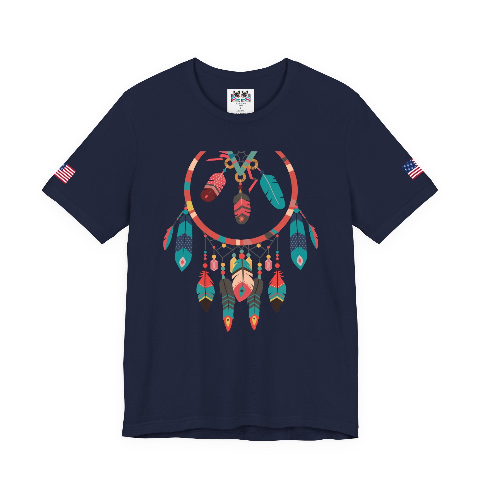 Dream Catcher Graphic T-Shirt – Vibrant Boho Feathers Spiritual Native Inspired Tee