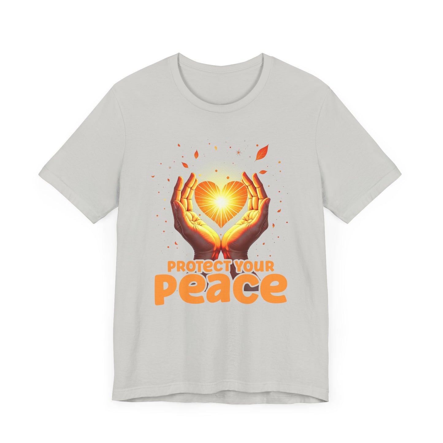 Protect Your Peace – Praying Hands with Heart & Nature Elements Graphic T-Shirt