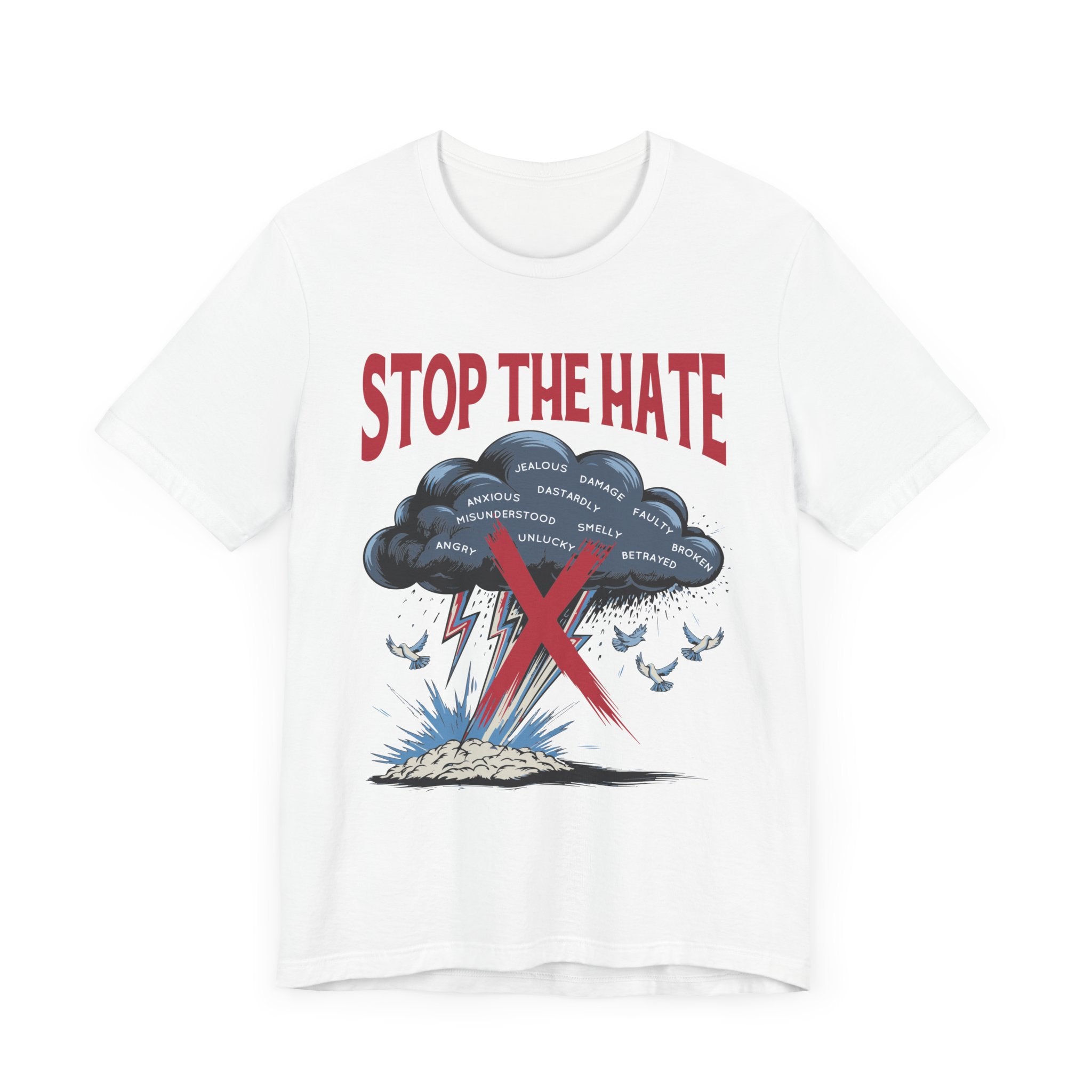 STOP the HATE | Black Cloud Striking Ground with Lightning Graphic T-Shirt