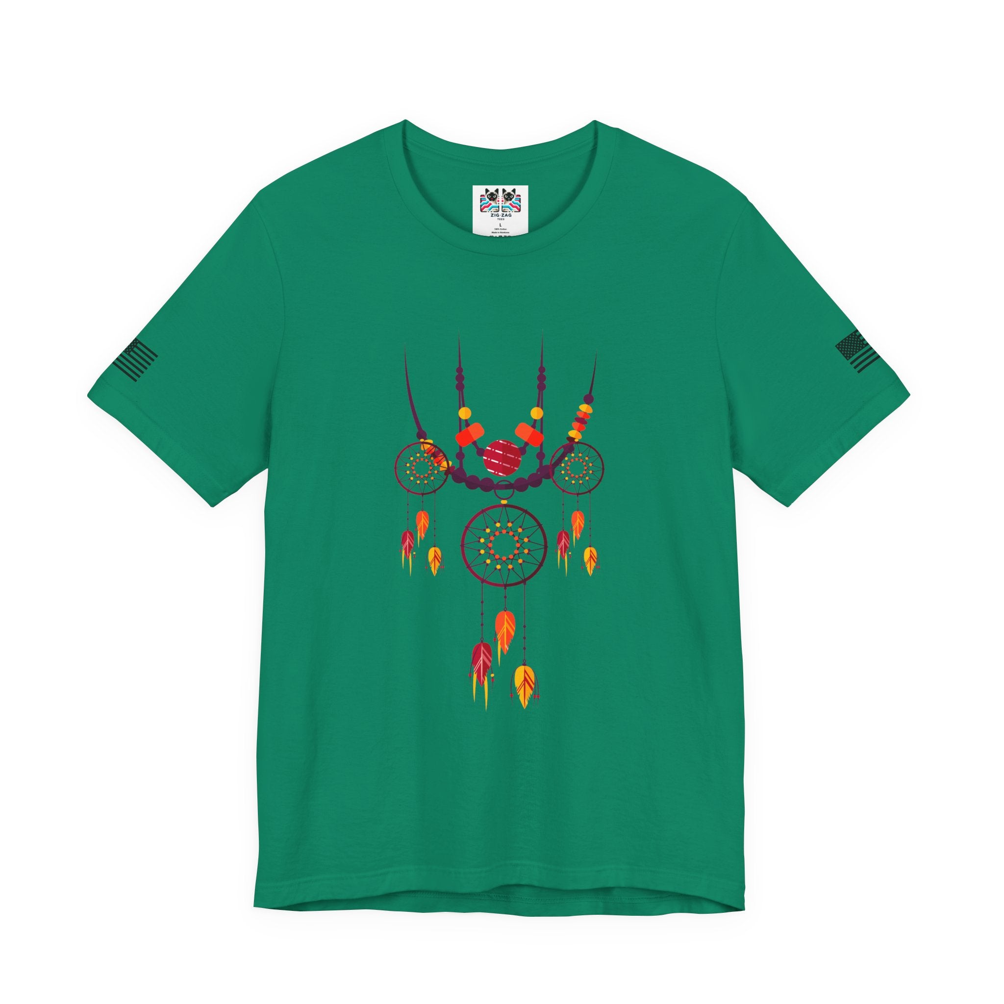 Triple Dream Catcher Necklace T-Shirt – Boho Native American Inspired Feather Tee