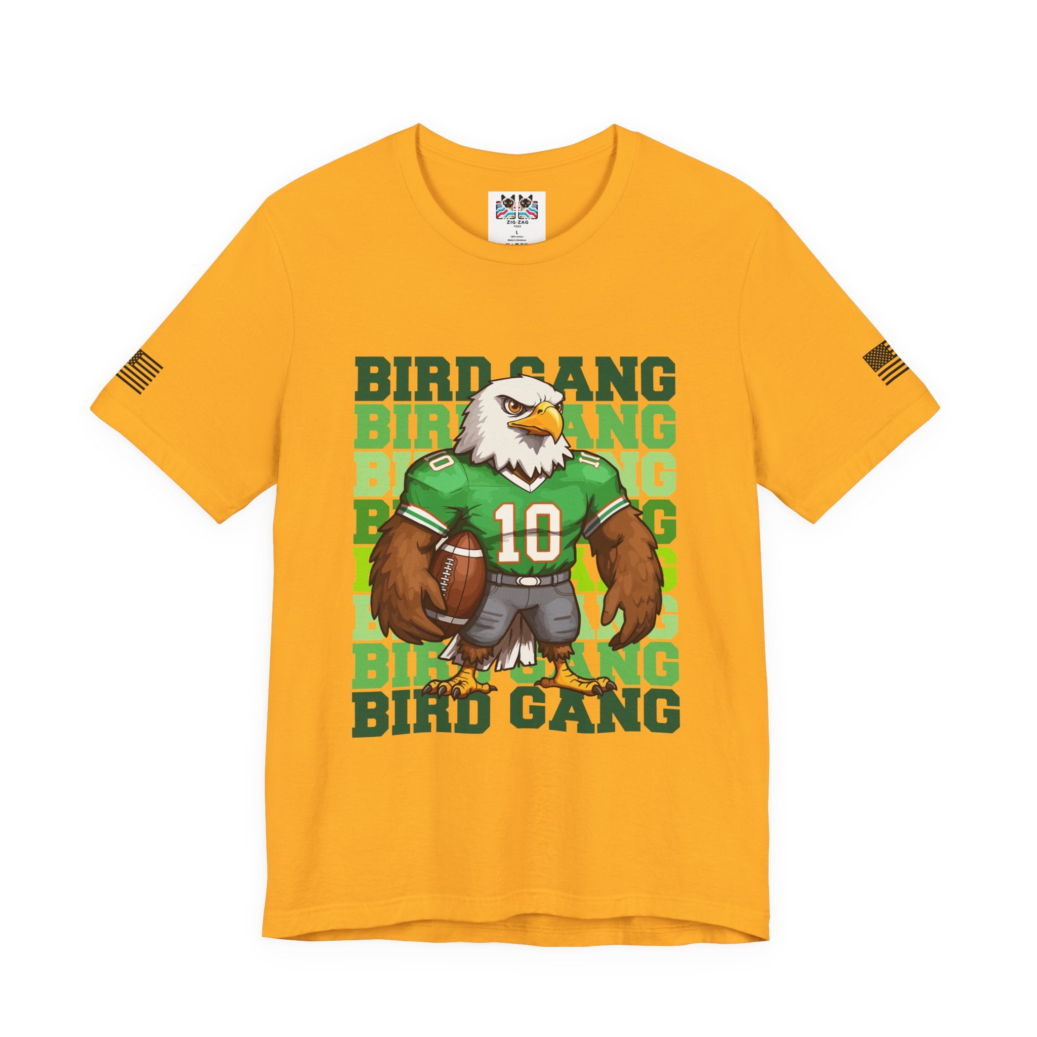 Bird Gang T-Shirt – Stacked Repeat Typography Eagle Football Mascot Graphic Tee Philadelphia Fan