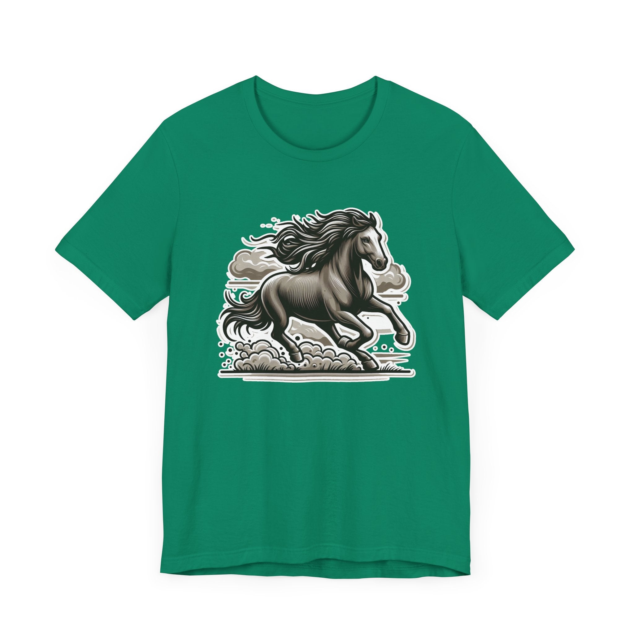 Wild Mustang Running Free with Dust and Dramatic Clouds Graphic T-Shirt