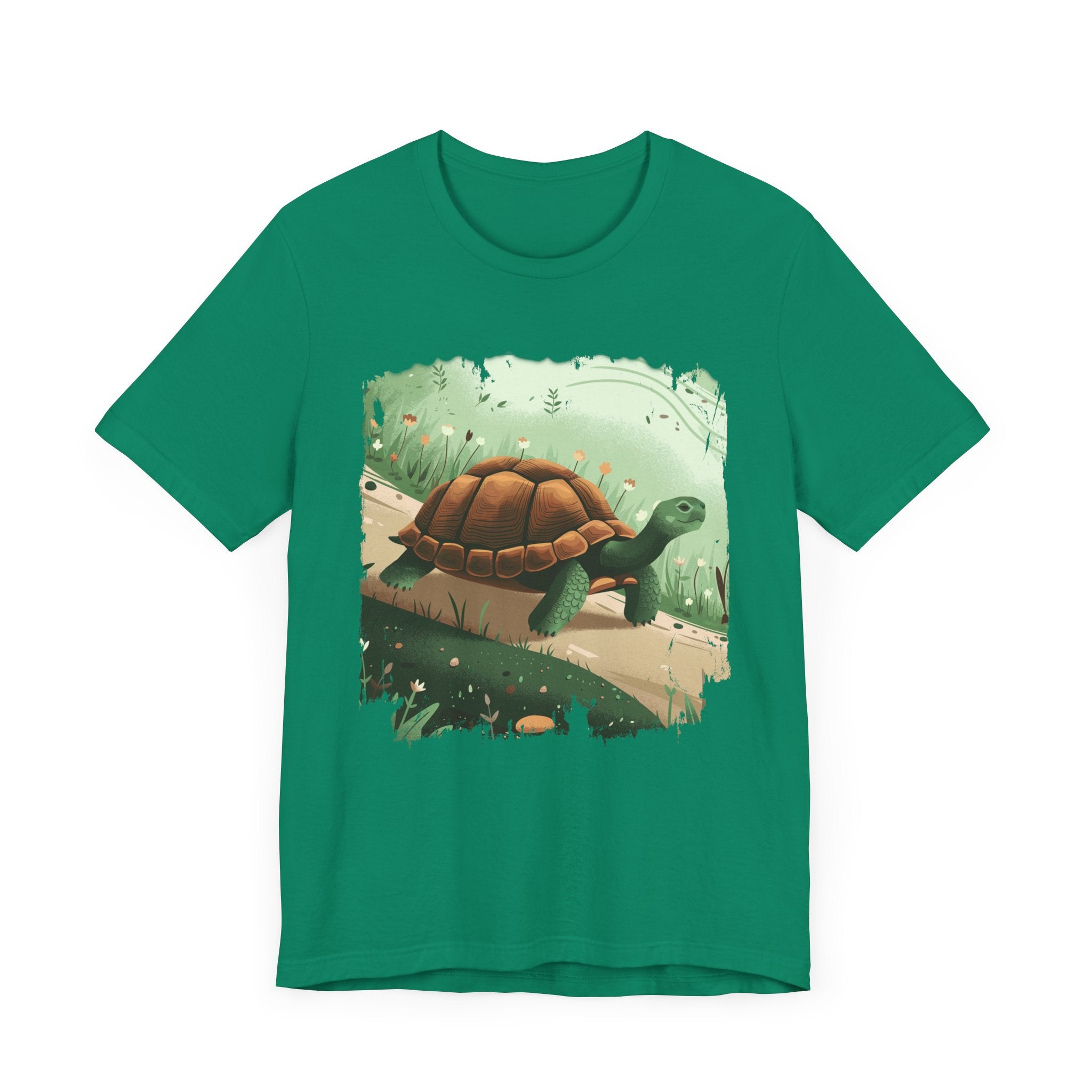 Brisk Tortoise Racing to the Finish Line with Breezy Green Pathway Graphic T-Shirt