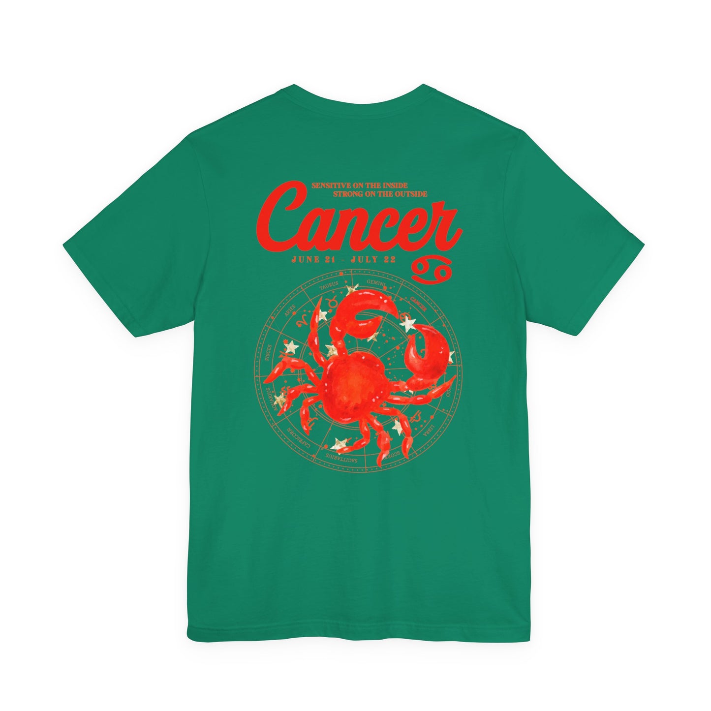 Cancer Zodiac T-Shirt – Crab with Astrological Wheel and Water Element
