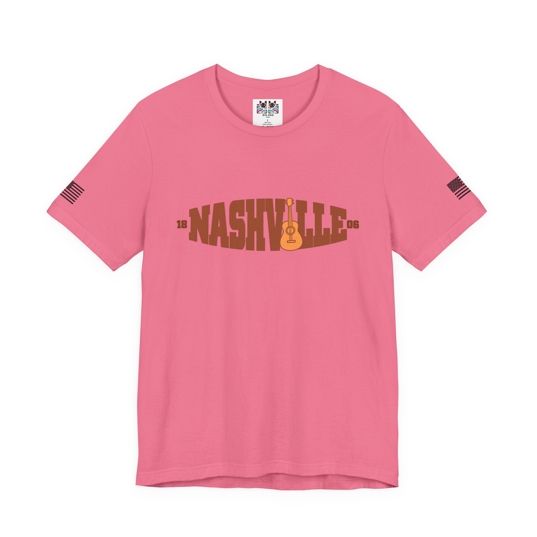 Nashville 1806 Guitar T-Shirt – Retro Inline Text with Guitar Graphic Tee