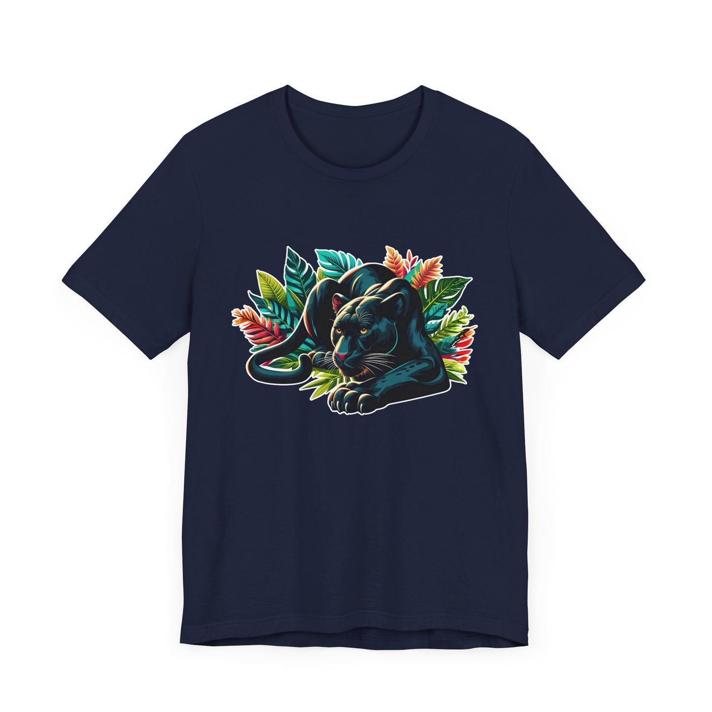 Wild and Beautiful - Black Panther with Claws Out and Jungle Leaves Graphic T-Shirt