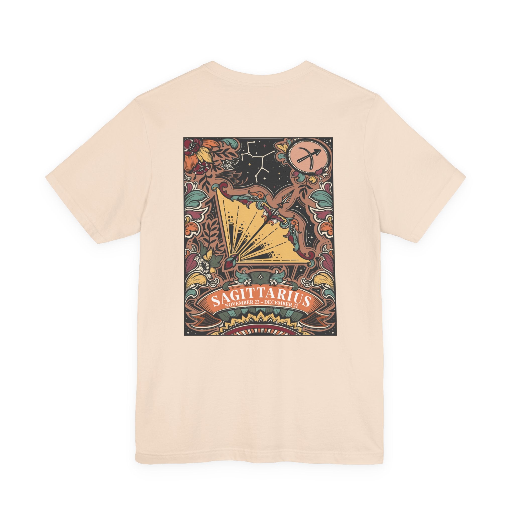 Sagittarius Zodiac T-Shirt – Constellation and Abstract Floral Design