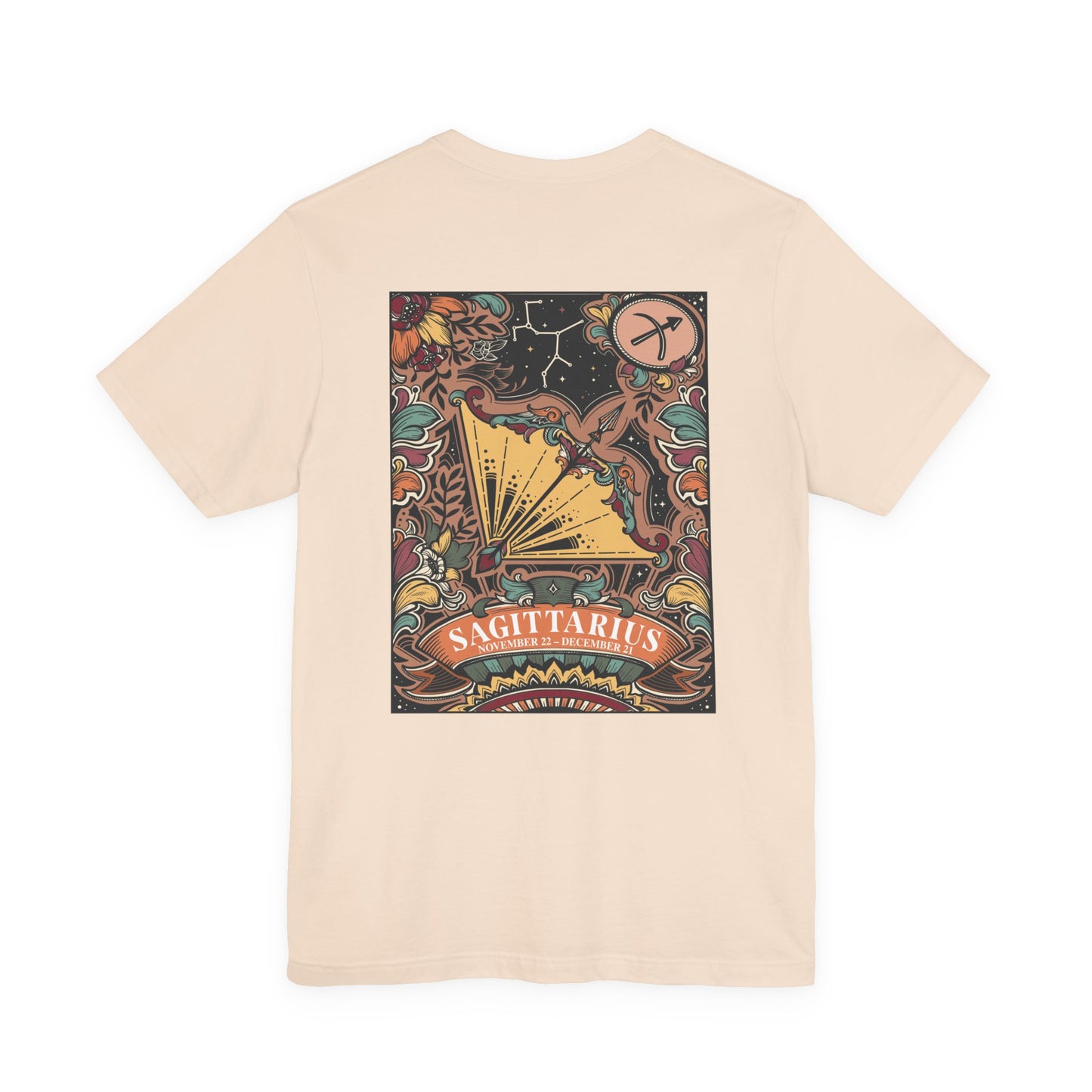Sagittarius Zodiac T-Shirt – Constellation and Abstract Floral Design