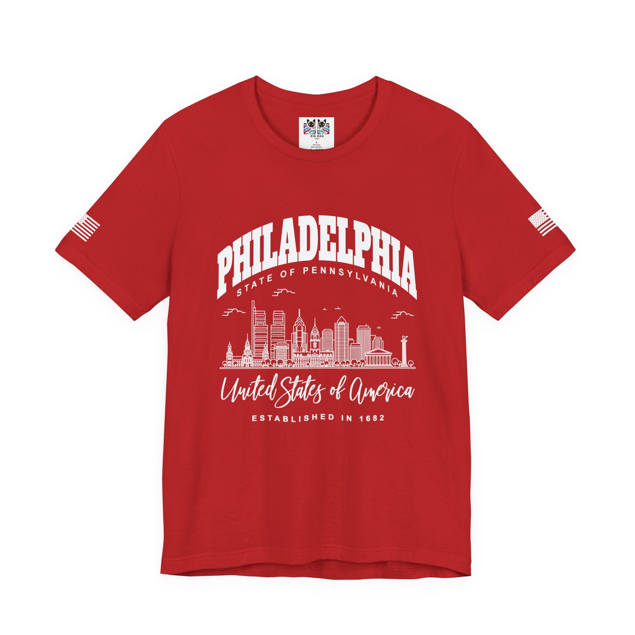Philadelphia State of Pennsylvania T-Shirt – Skyline United States of America Established 1682 Graphic Tee