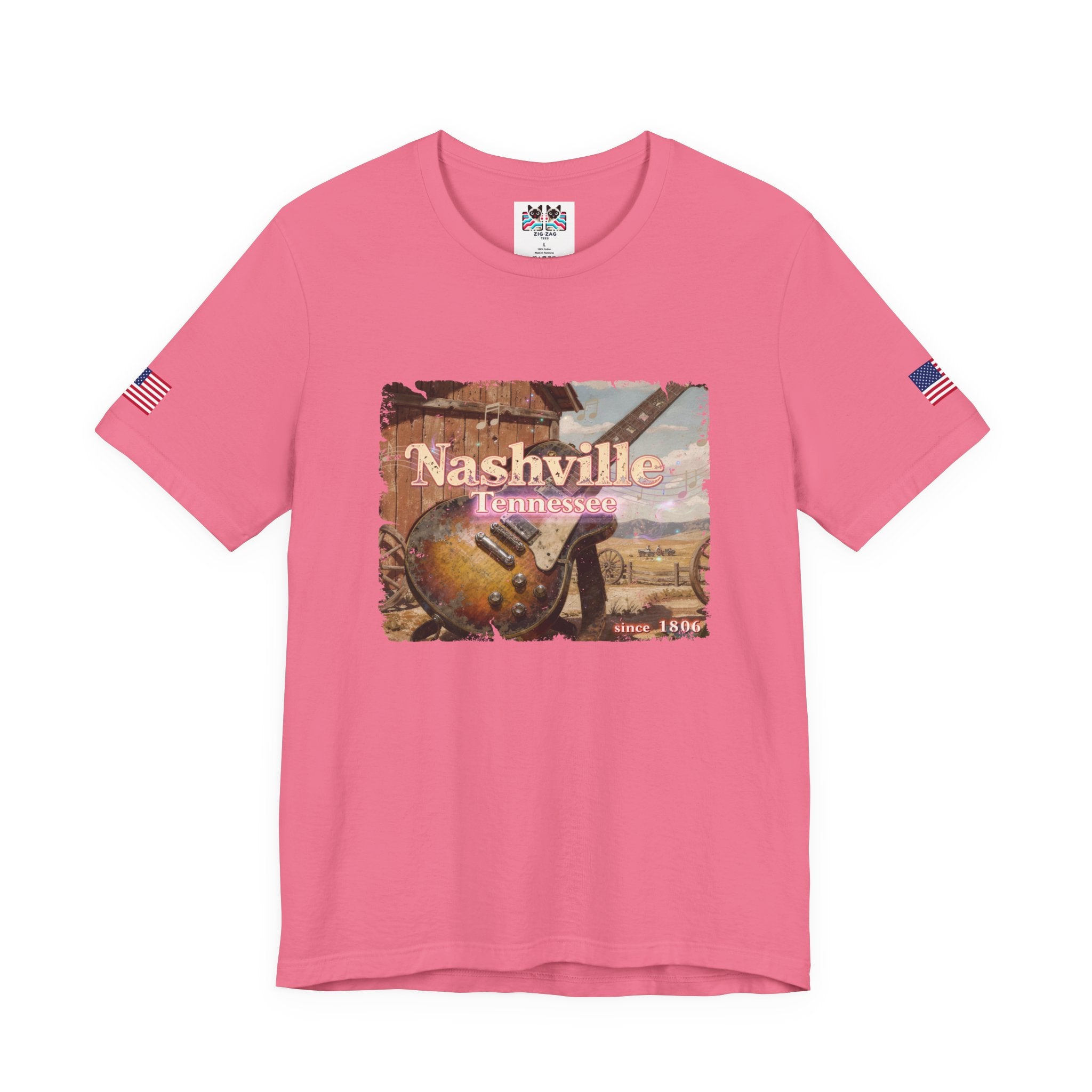 Nashville Tennessee Since 1806 T-Shirt – Distressed Vintage Electric Guitar Western Scene Graphic Tee