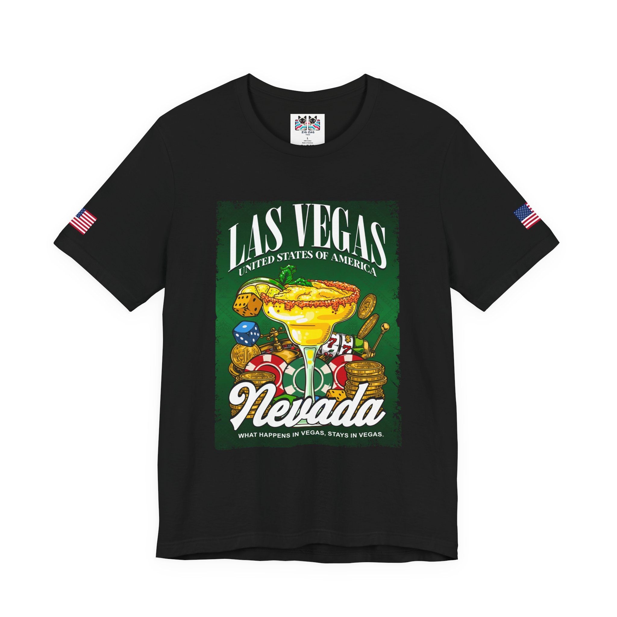 Las Vegas Nevada USA Margarita Casino T-Shirt – Colorful Dice Chips Vegas Graphic Tee