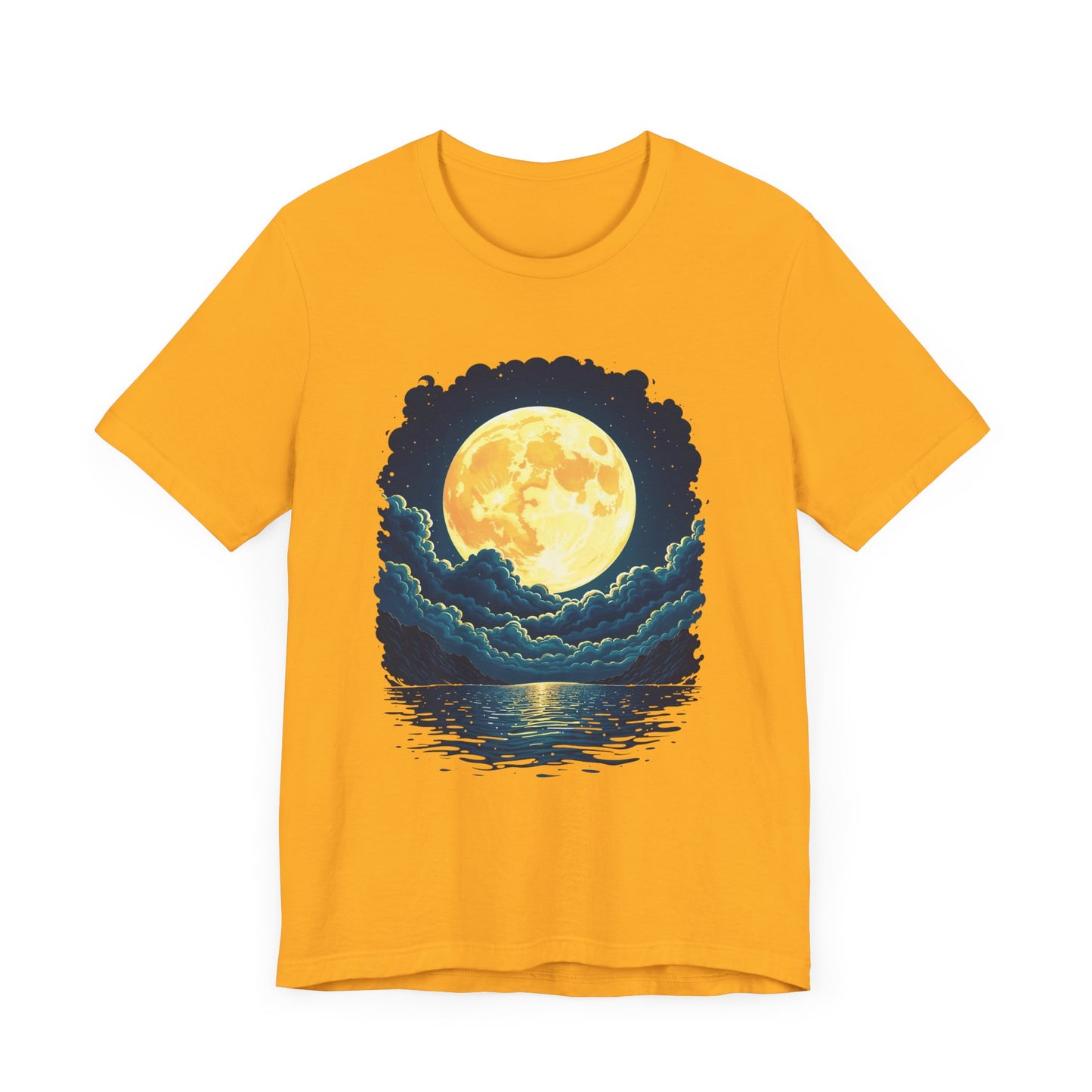 Full Moon Over Water T-Shirt – Night Sky and Clouds Graphic Tee