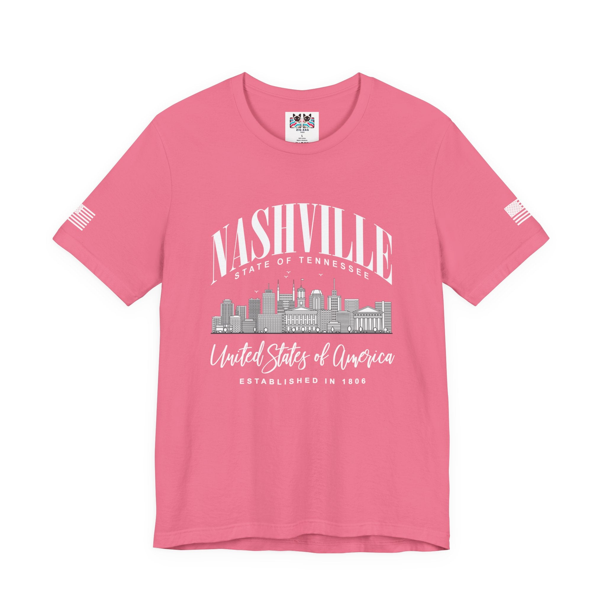 Nashville State of Tennessee T-Shirt – Arched Skyline United States of America Established 1806 Graphic Tee