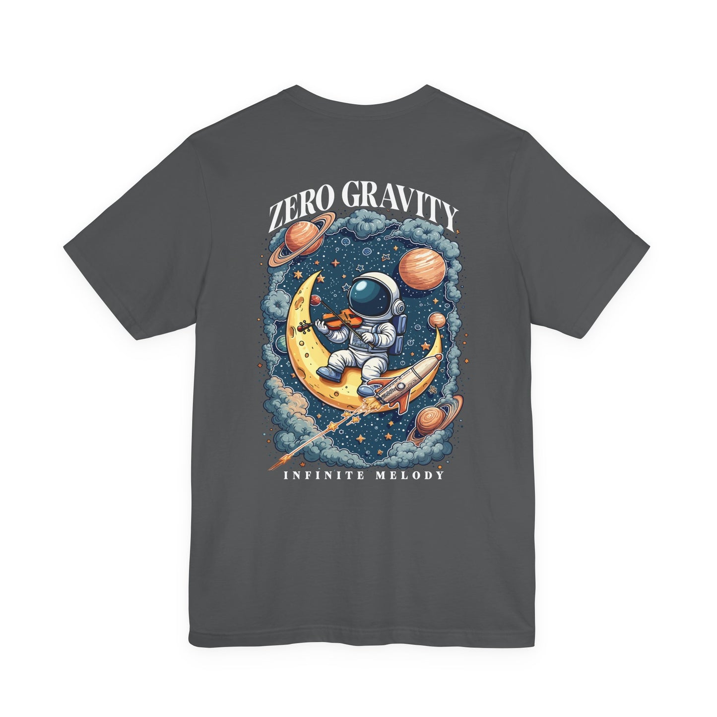 Zero Gravity Infinite Melody T-Shirt – Astronaut Violinist on Crescent Moon