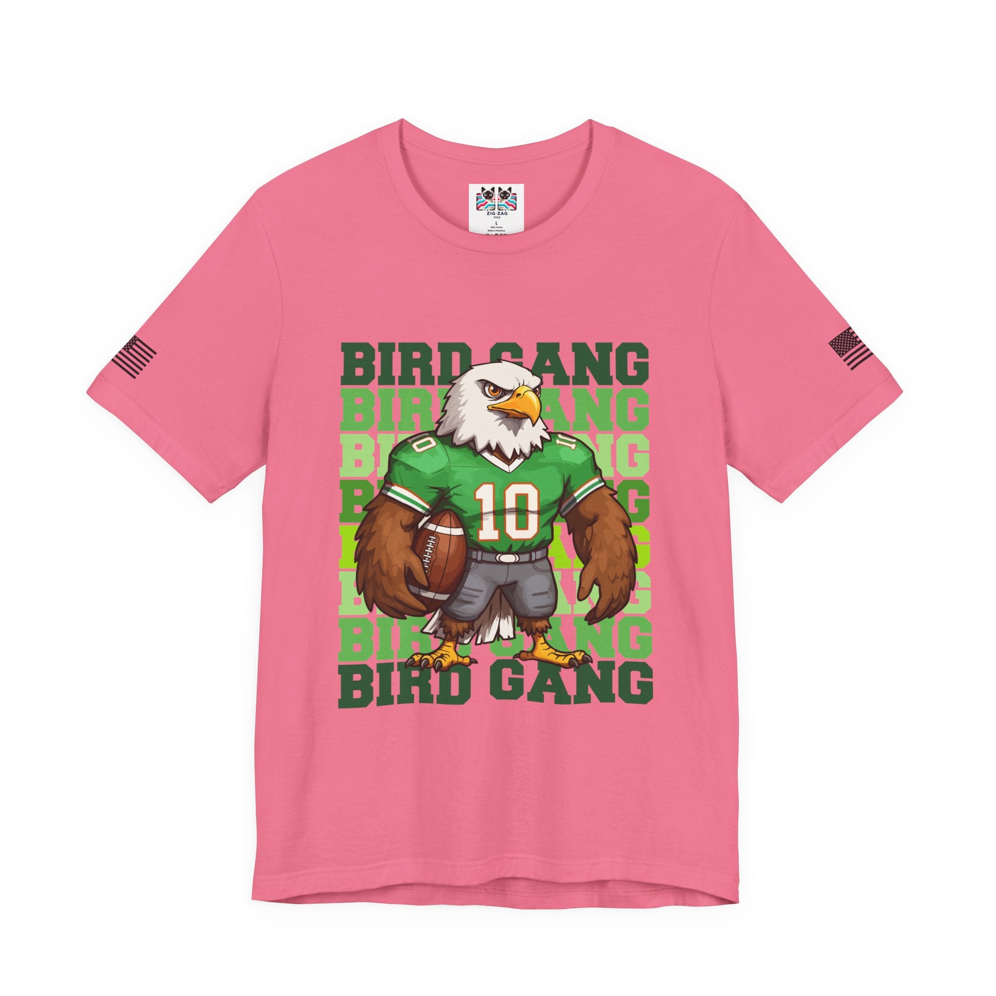 Bird Gang T-Shirt – Stacked Repeat Typography Eagle Football Mascot Graphic Tee Philadelphia Fan