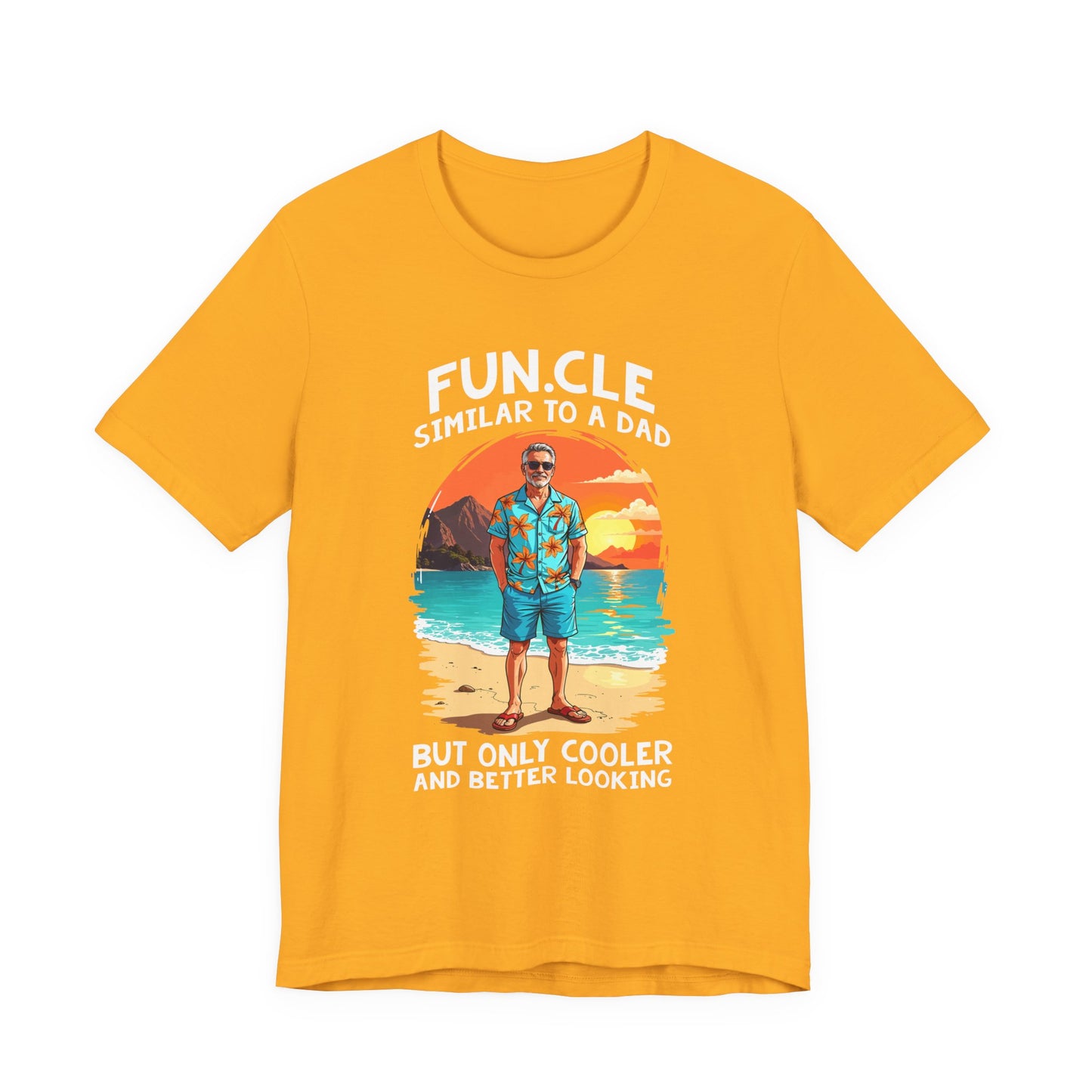 FUN.CLE Beach Sunset T-Shirt – Cool Uncle Beach Graphic with Funny Quote