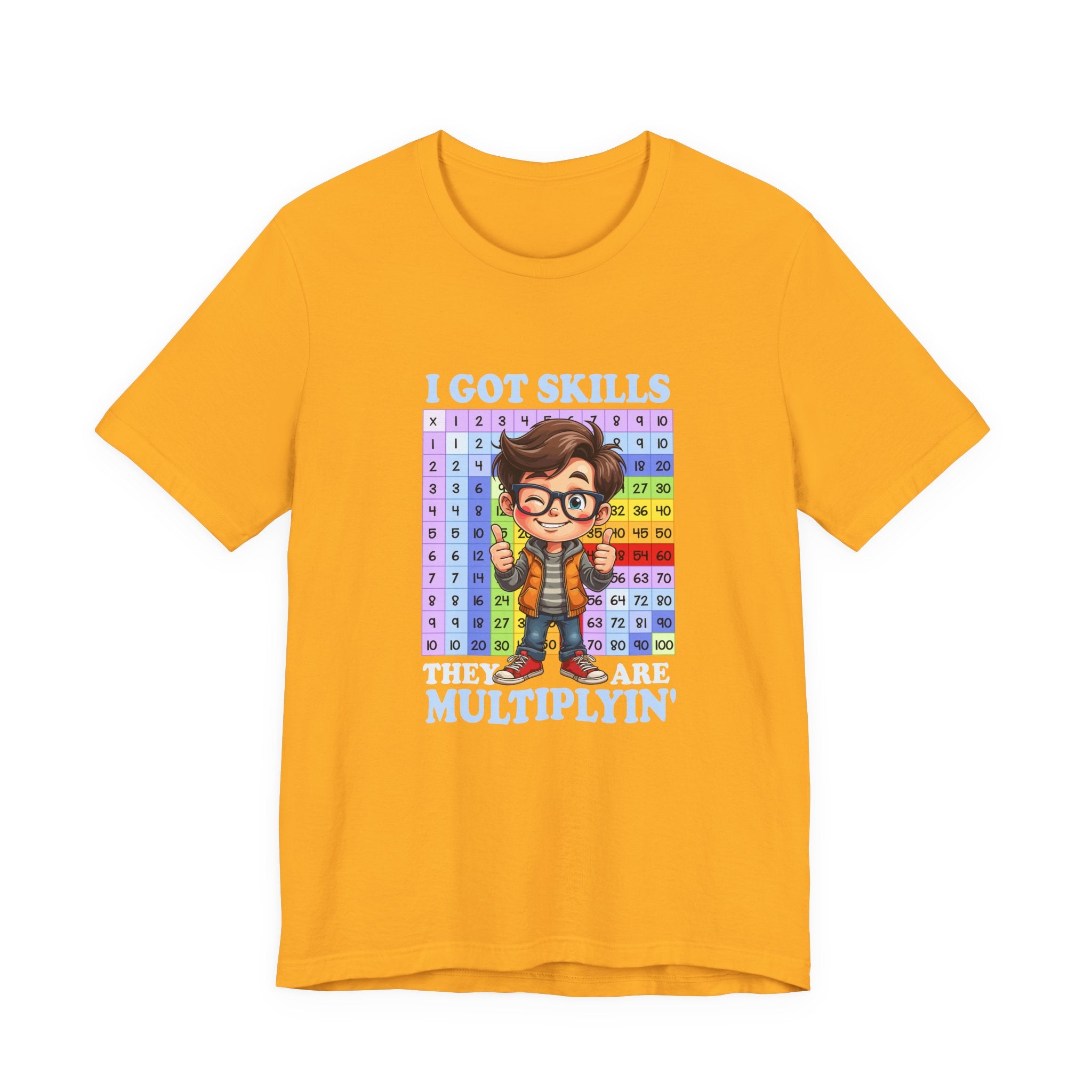 I Got Skills and They Are Multiplying Tshirt – Happy Boy with Thumbs Up & Numbers 1 to 100