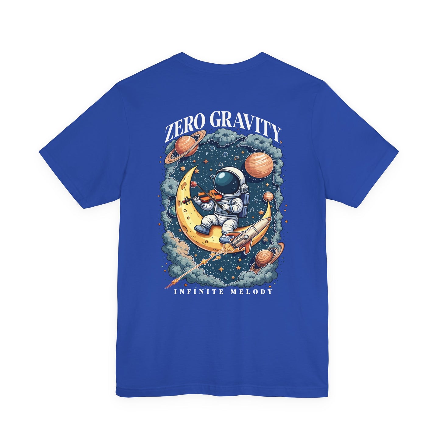 Zero Gravity Infinite Melody T-Shirt – Astronaut Violinist on Crescent Moon