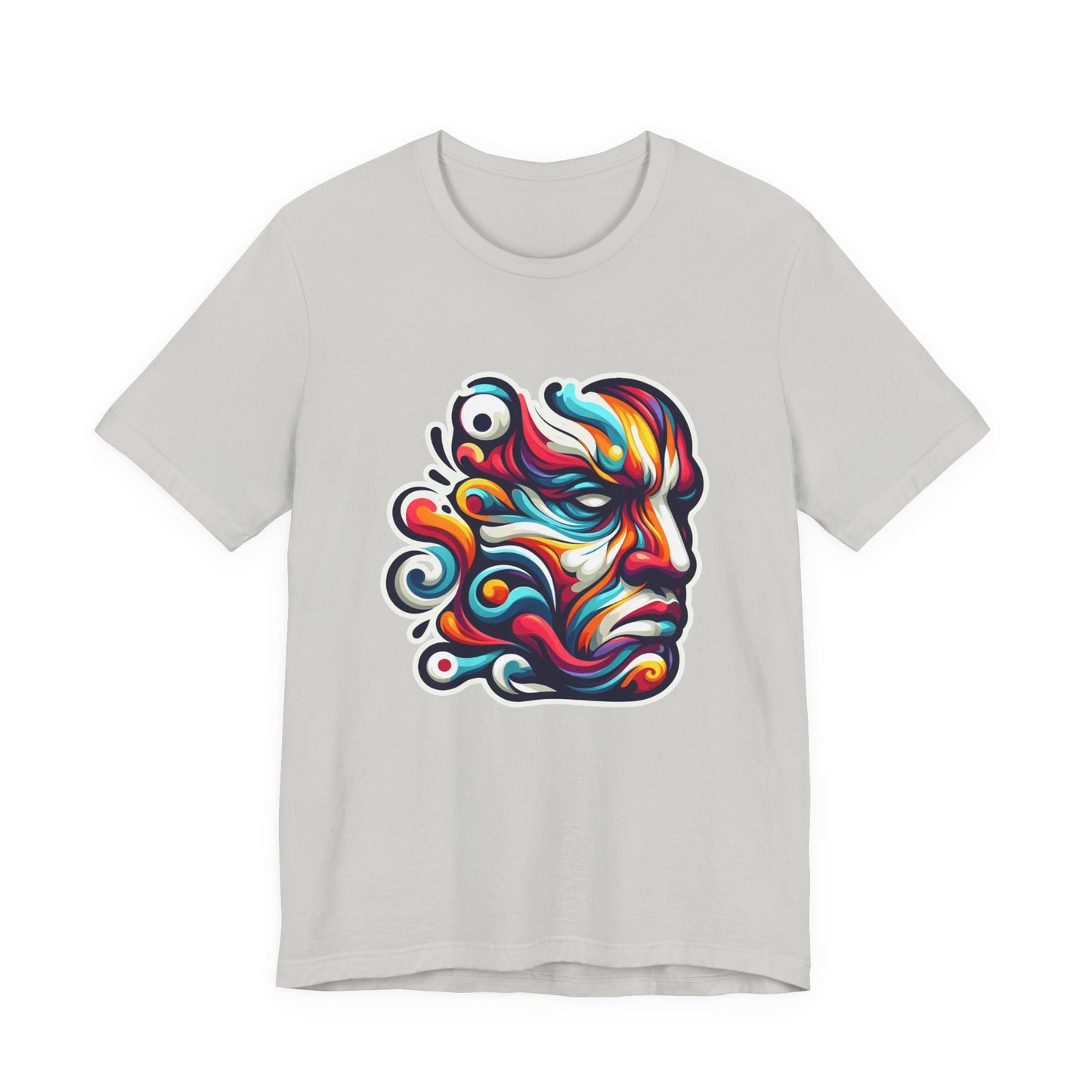 The Art of Expressionism Tshirt – Colorful Curved Strokes Forming a Vibrant Face