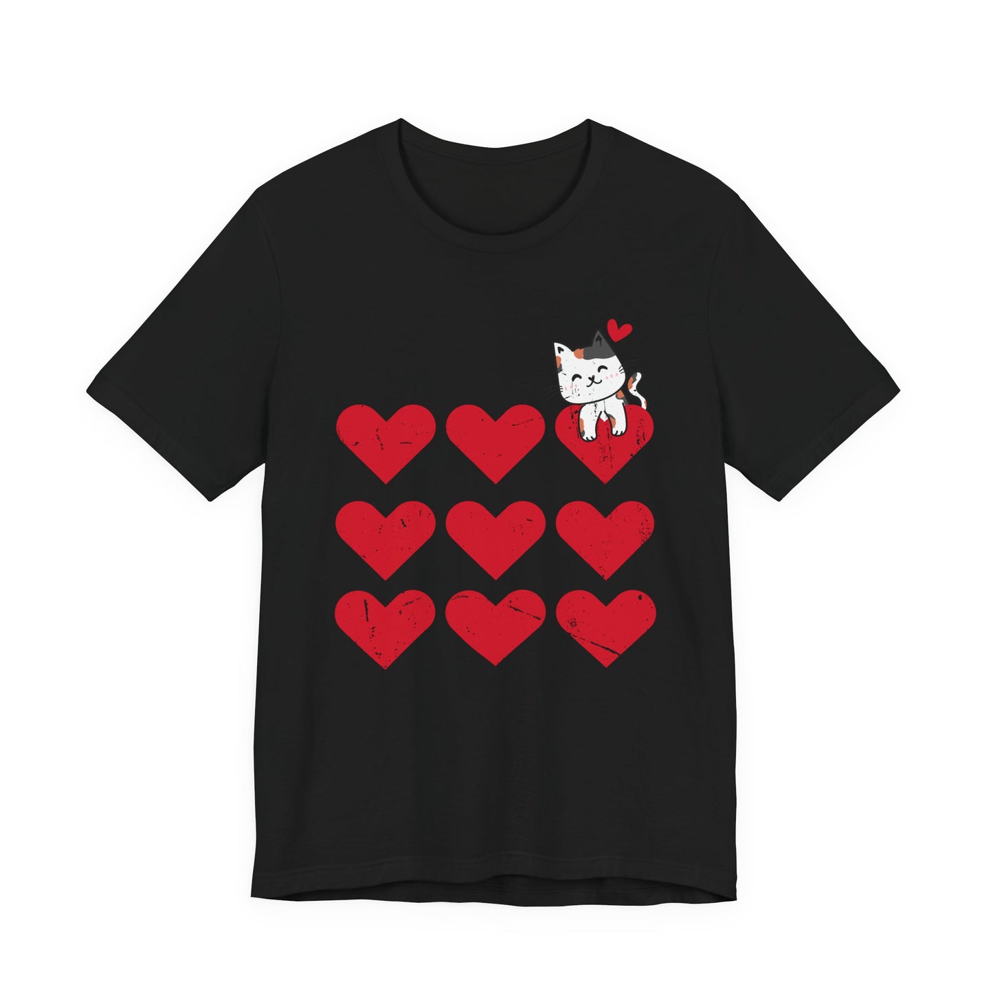 Cute Cat on Hearts T-Shirt – Adorable Kitty with Heart Thought Bubble Graphic Tee