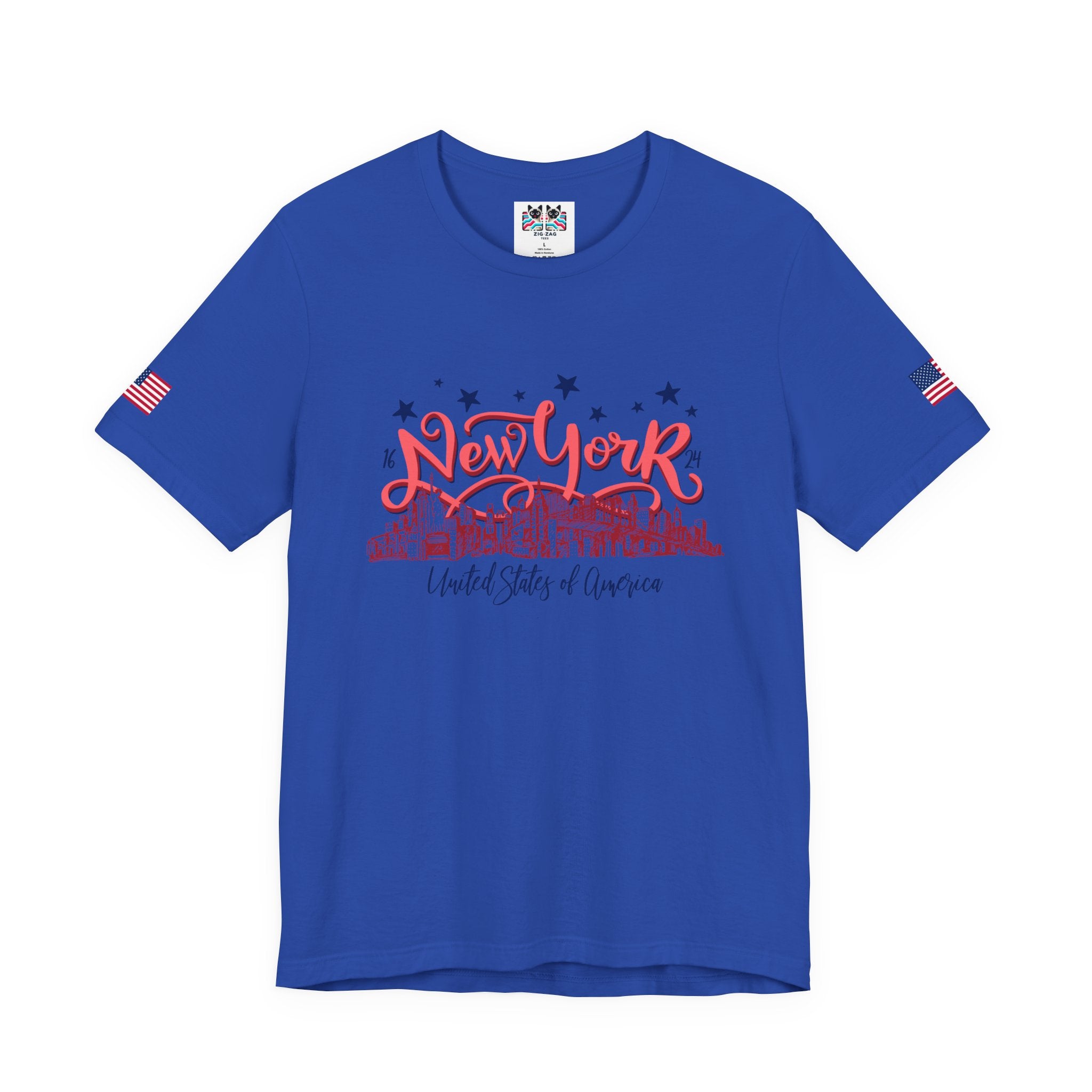 New York 1624 T-Shirt - Vintage Hand Lettered NYC Skyline United States of America