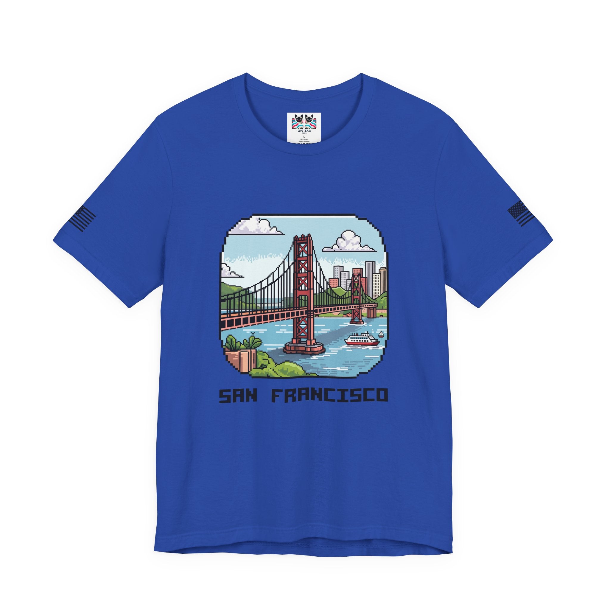 San Francisco T-Shirt, Retro Pixel Art Golden Gate Bridge Tee, SF California Gamer Style Shirt, Unique Travel Souvenir, Unisex