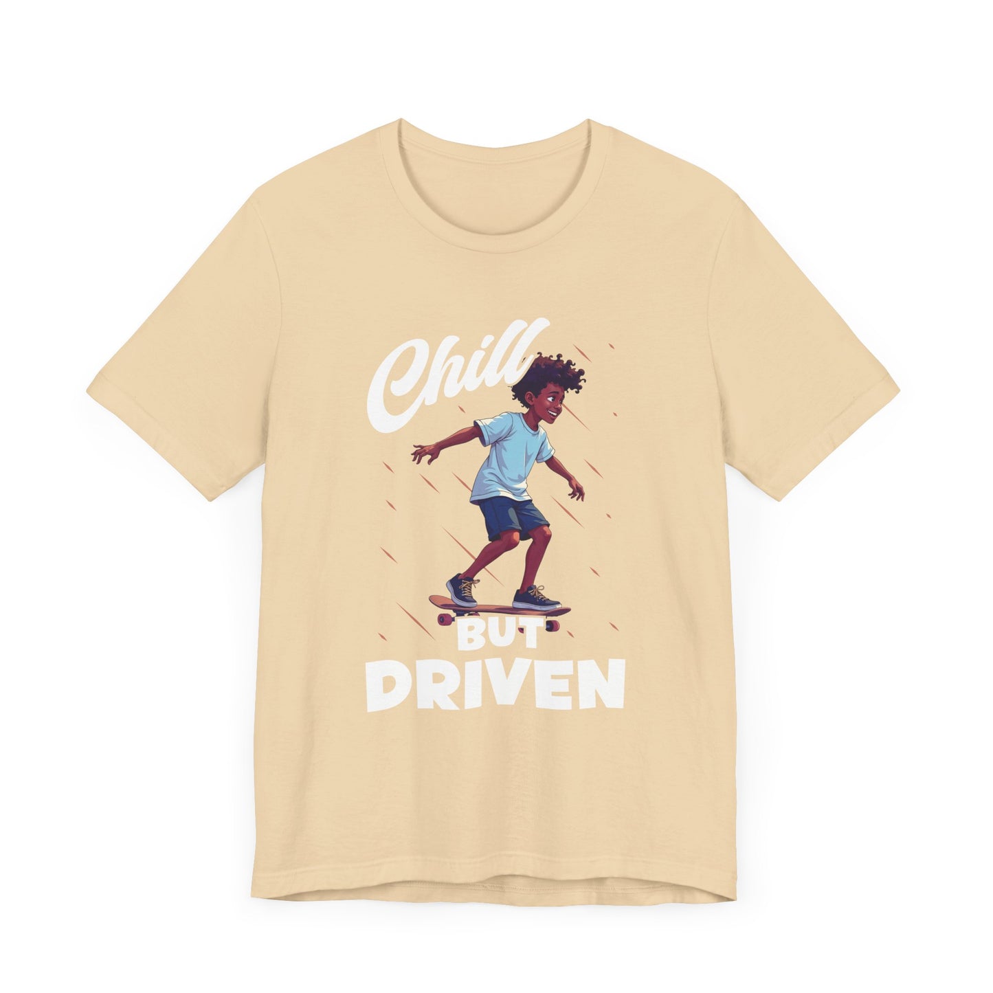 Chill but Driven – Happy Boy on Skateboard Graphic T-Shirt
