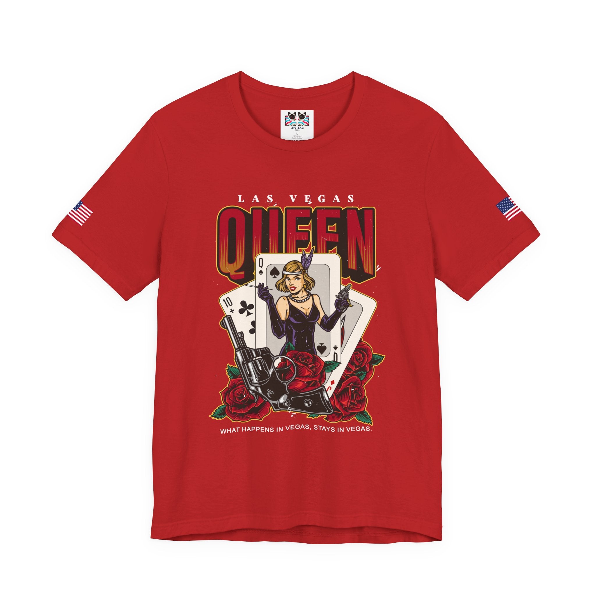 Las Vegas Queen T-Shirt – Gangster Queen of Spades Casino Roses Graphic Tee