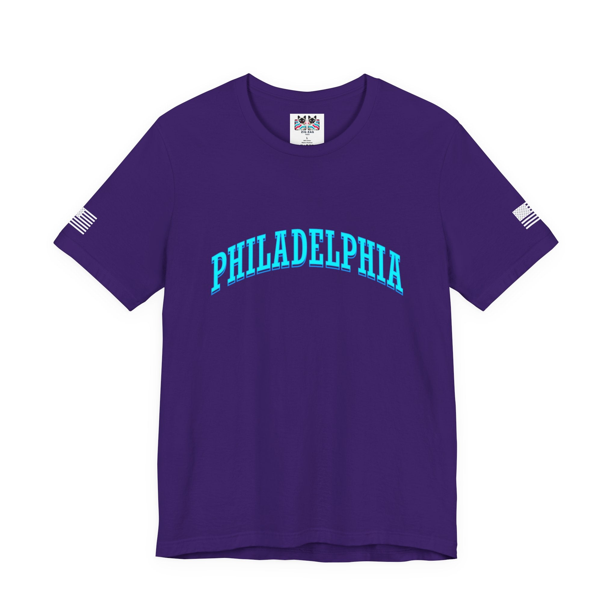 Philadelphia T-Shirt – Bold Arched Teal Varsity Typography Graphic Tee