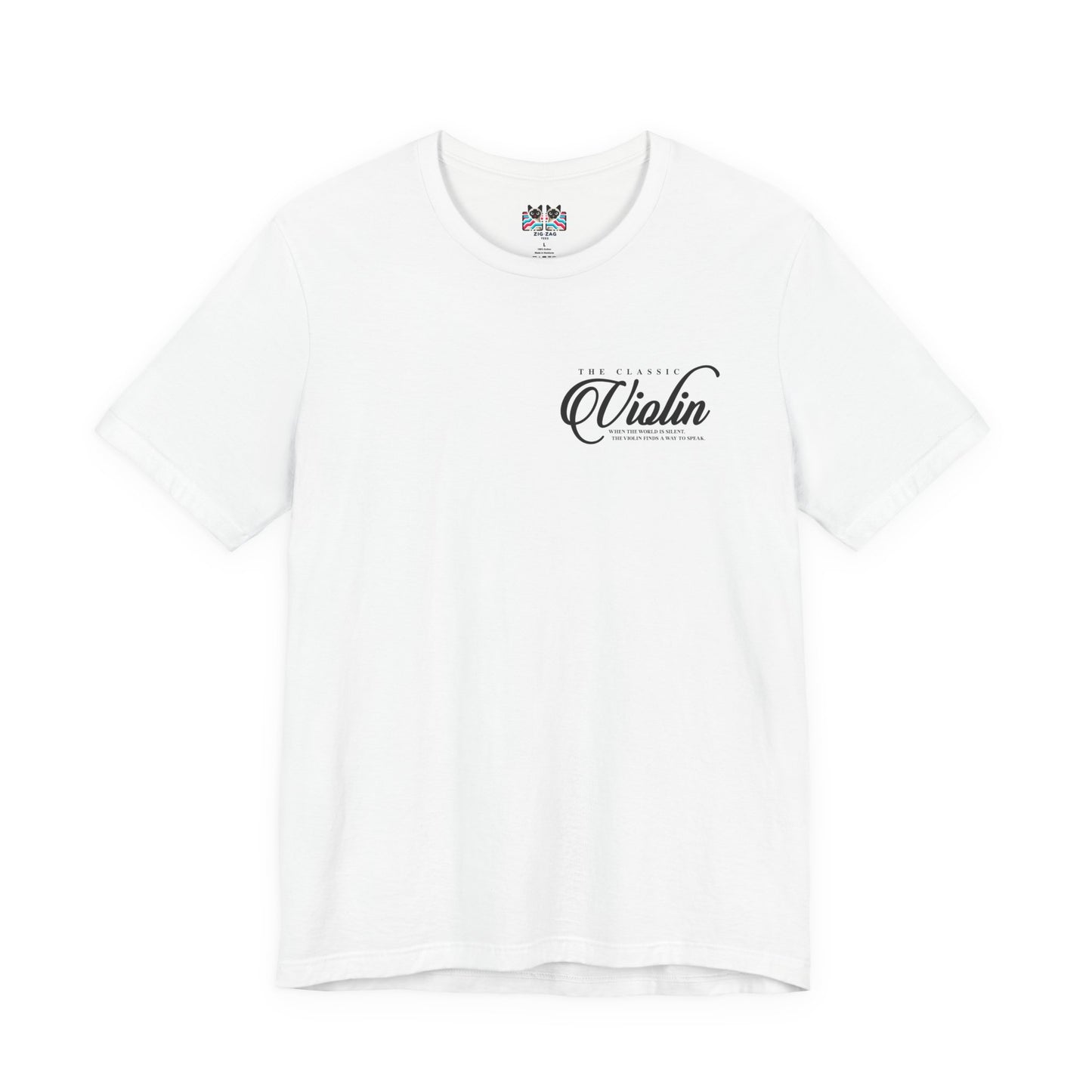 The Classic Violin T-Shirt – Vintage Instrument & 16th Century Story [Black Text]