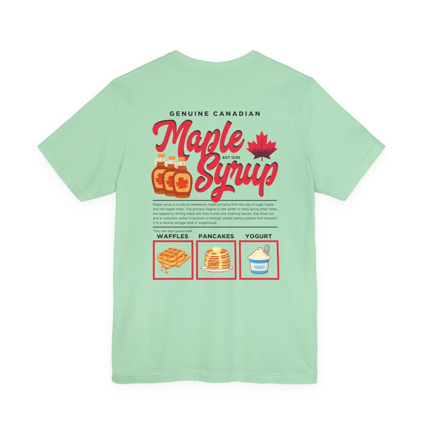 Maple Syrup Breakfast Lovers Tshirt – Waffles, Pancakes & Yogurt