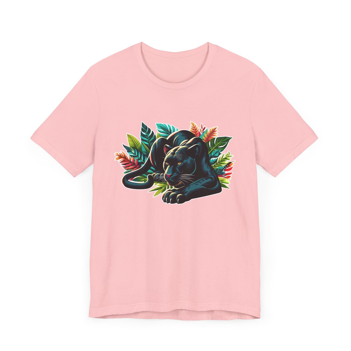 Wild and Beautiful - Black Panther with Claws Out and Jungle Leaves Graphic T-Shirt