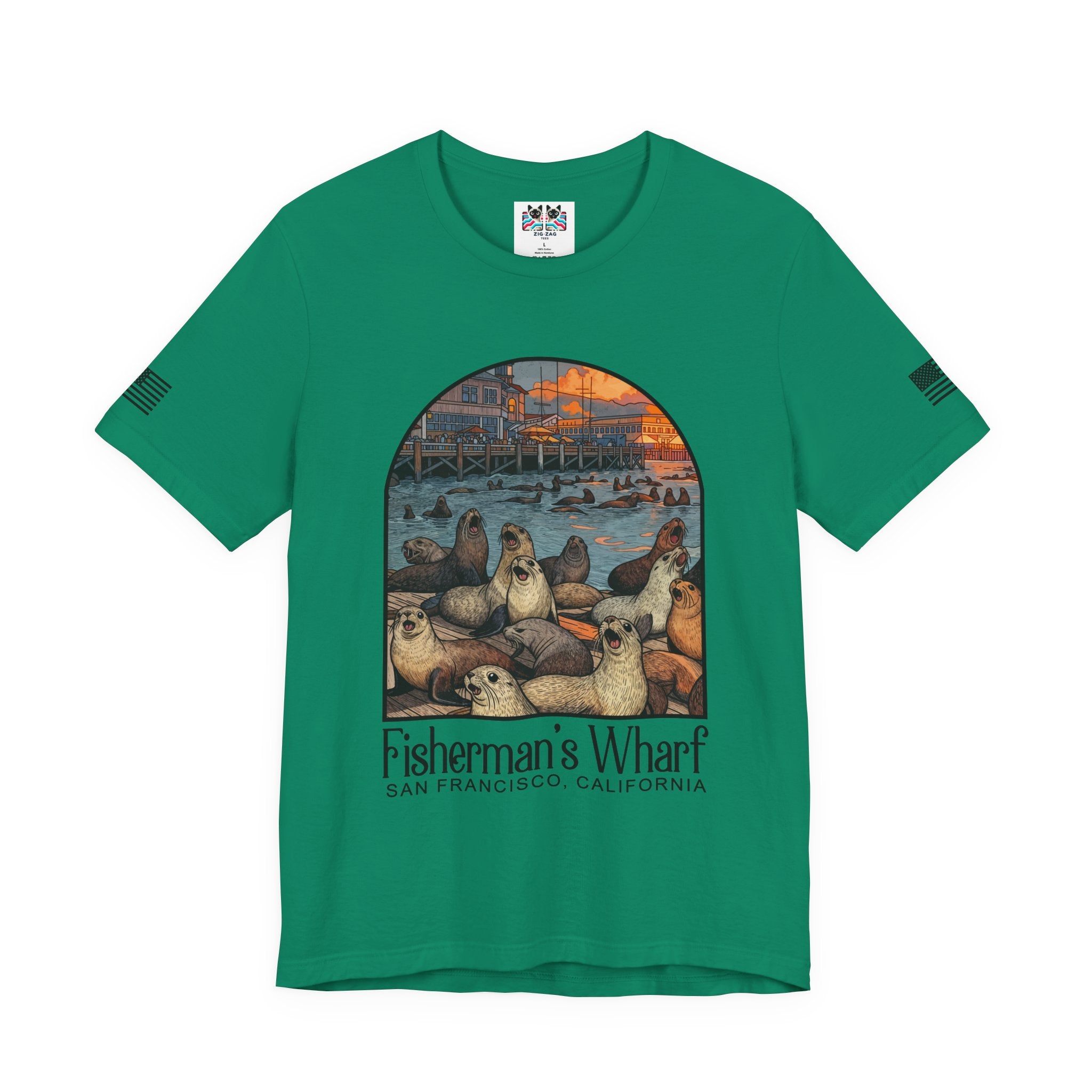 Fisherman's Wharf San Francisco California T-Shirt – Sea Lions Arched Graphic Tee