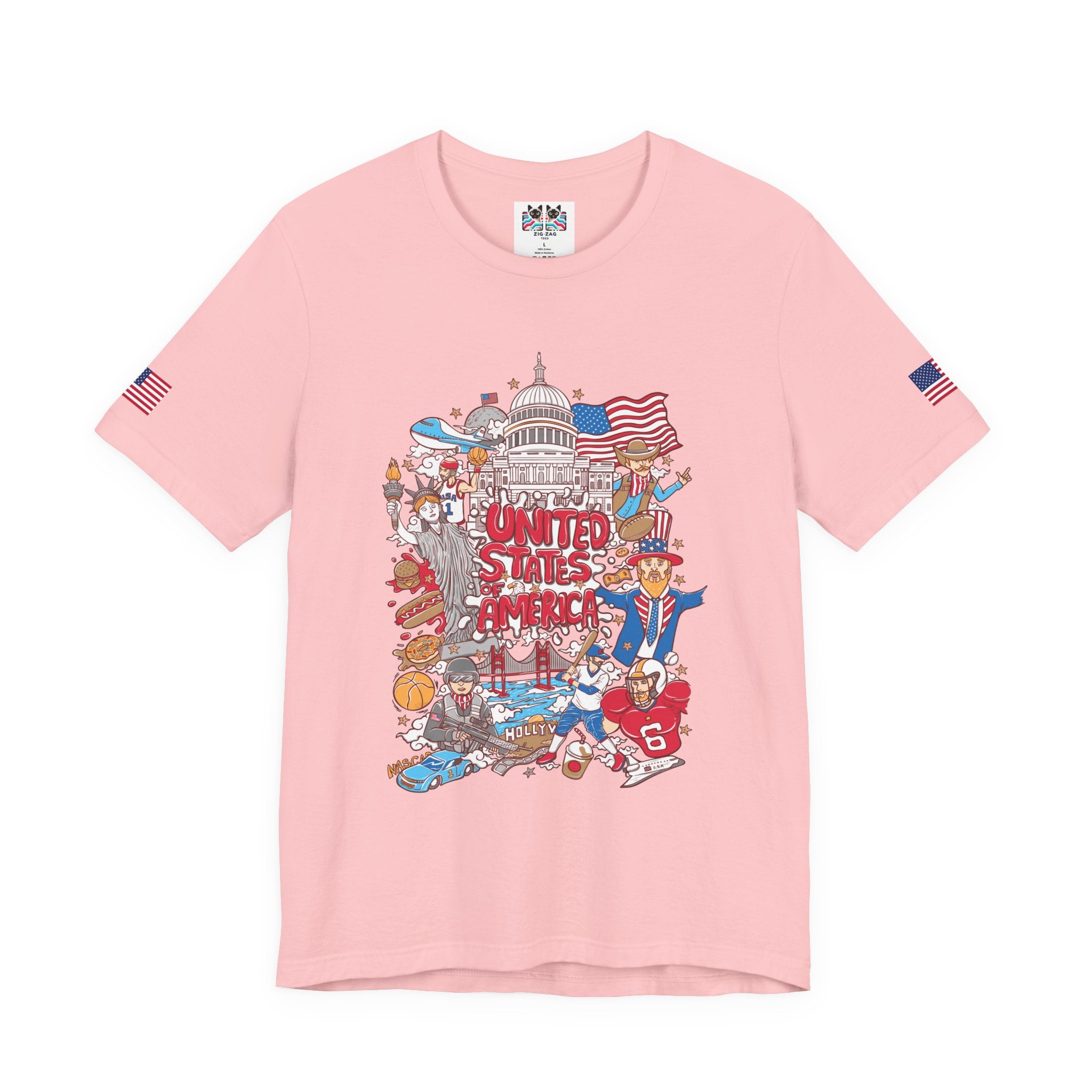 United States of America Collage T-Shirt – Iconic American Symbols Graphic Tee
