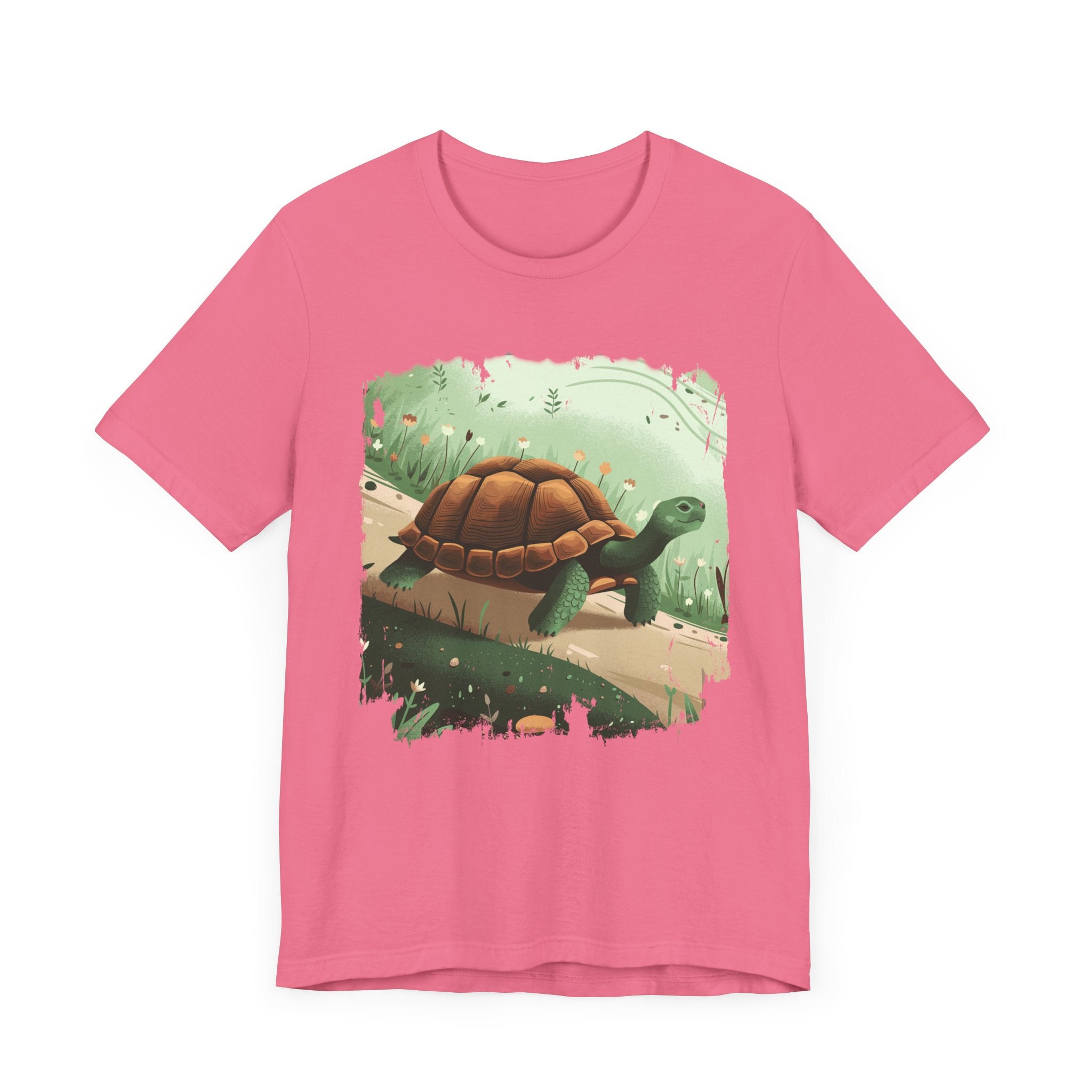 Brisk Tortoise Racing to the Finish Line with Breezy Green Pathway Graphic T-Shirt