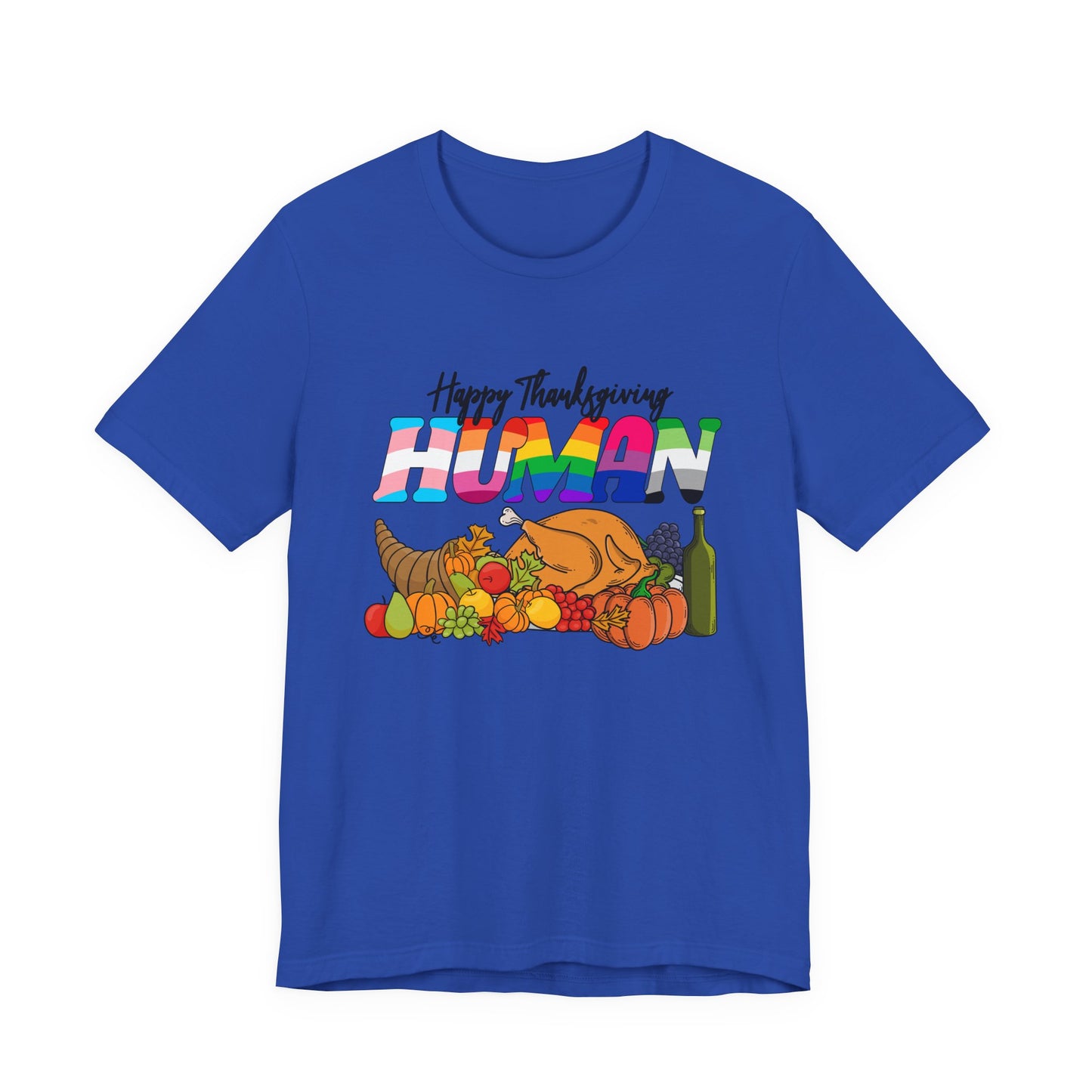 Happy Thanksgiving Human Gradient Text T-Shirt