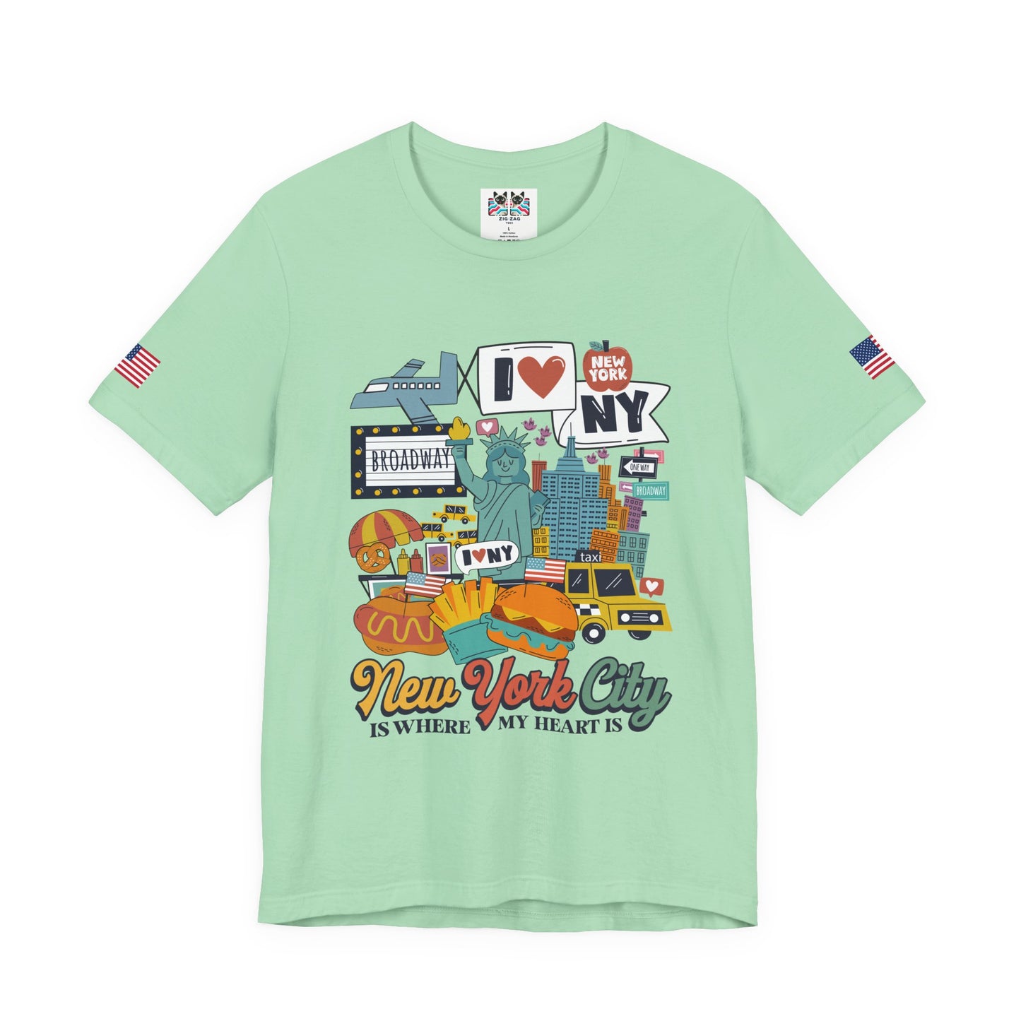 New York City Is Where My Heart Is T-Shirt - Cute NYC Icons Colorful Tourist Design