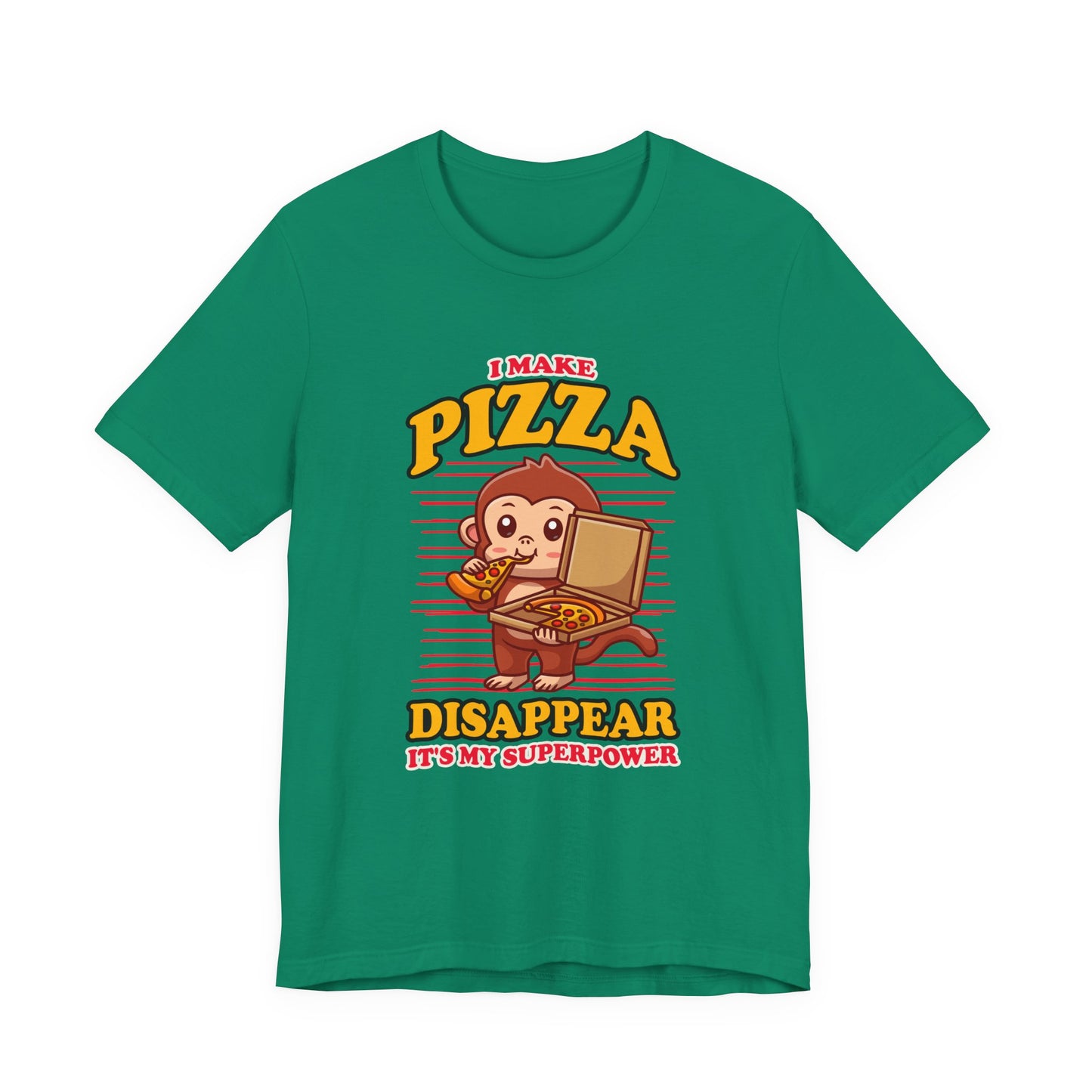 I Make Pizza Disappear T-Shirt – Funny Monkey With Pizza Box and Slice Graphic Tee
