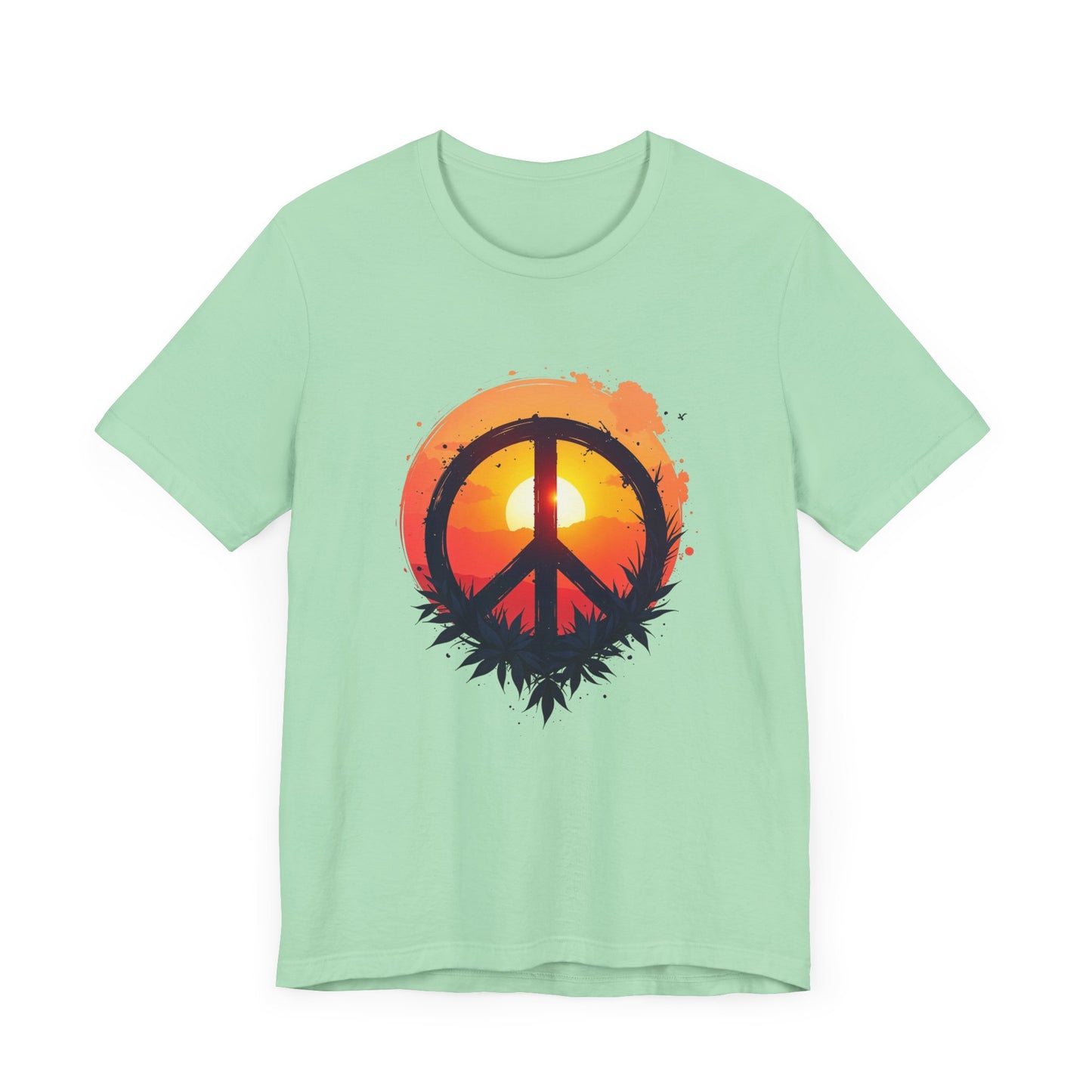 Peace Sunset T-Shirt – Retro Peace Sign and Nature Graphic Tee