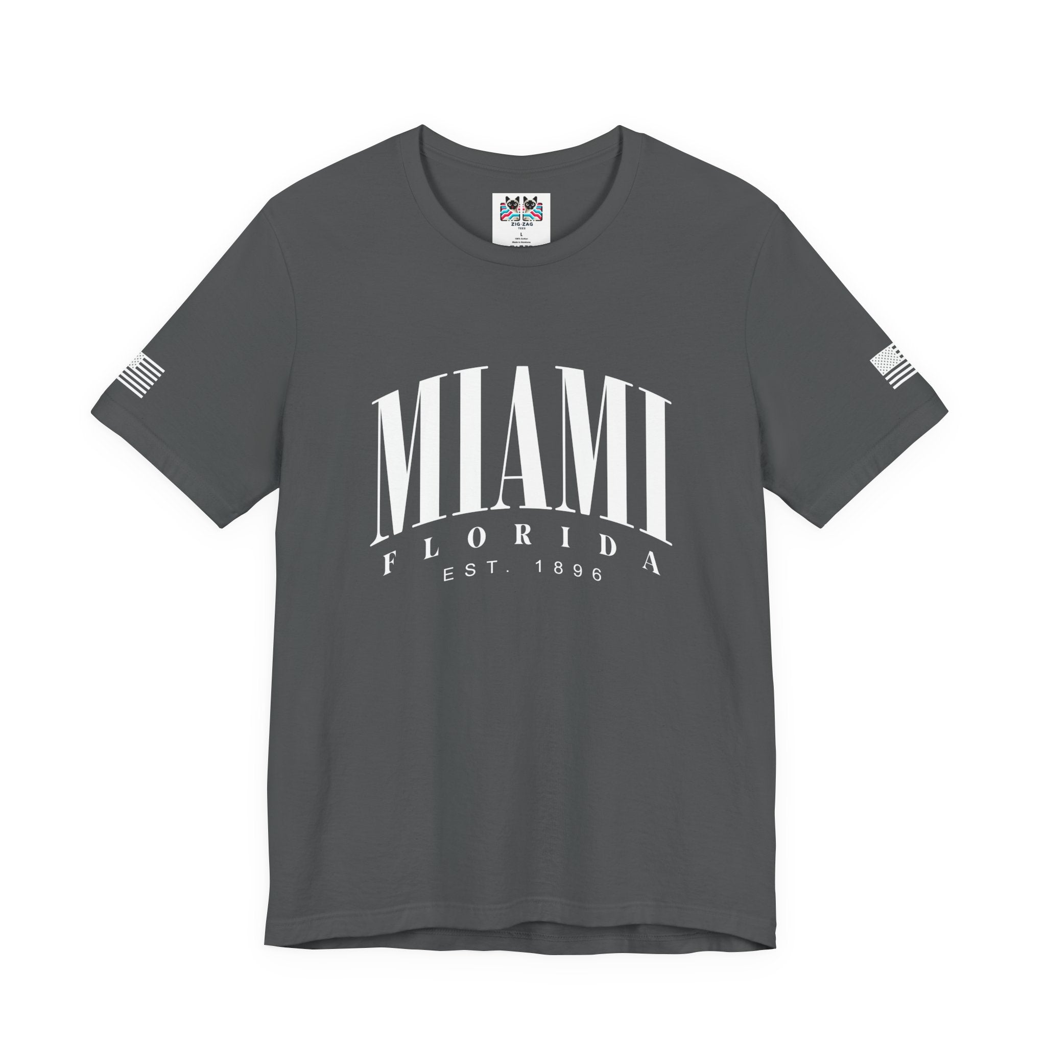 Miami Florida EST 1896 T-Shirt – Bold Arch Typography Clean Minimal Tee